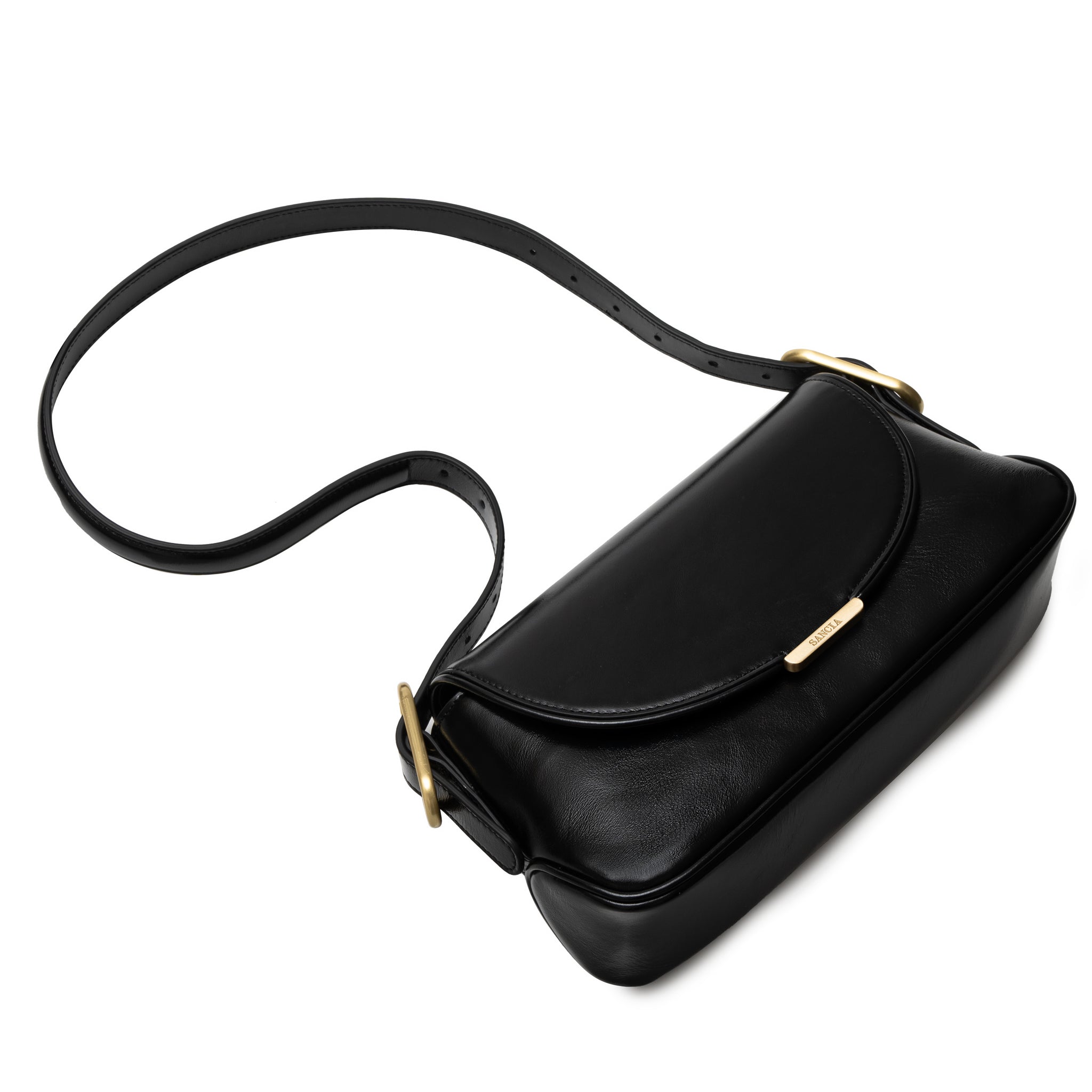 Sancia Pamela bag in black leather — detail view