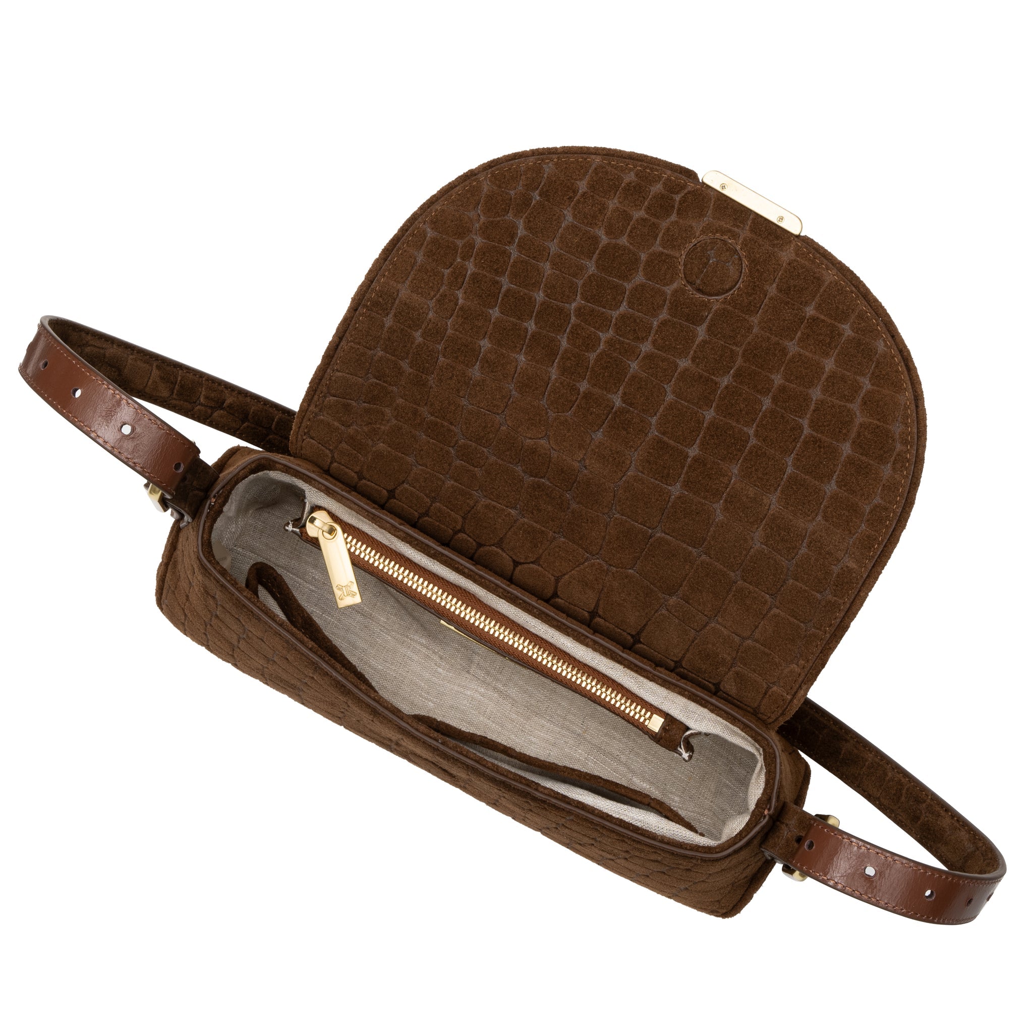 Sancia Pamela bag in portobello croc — styled view
