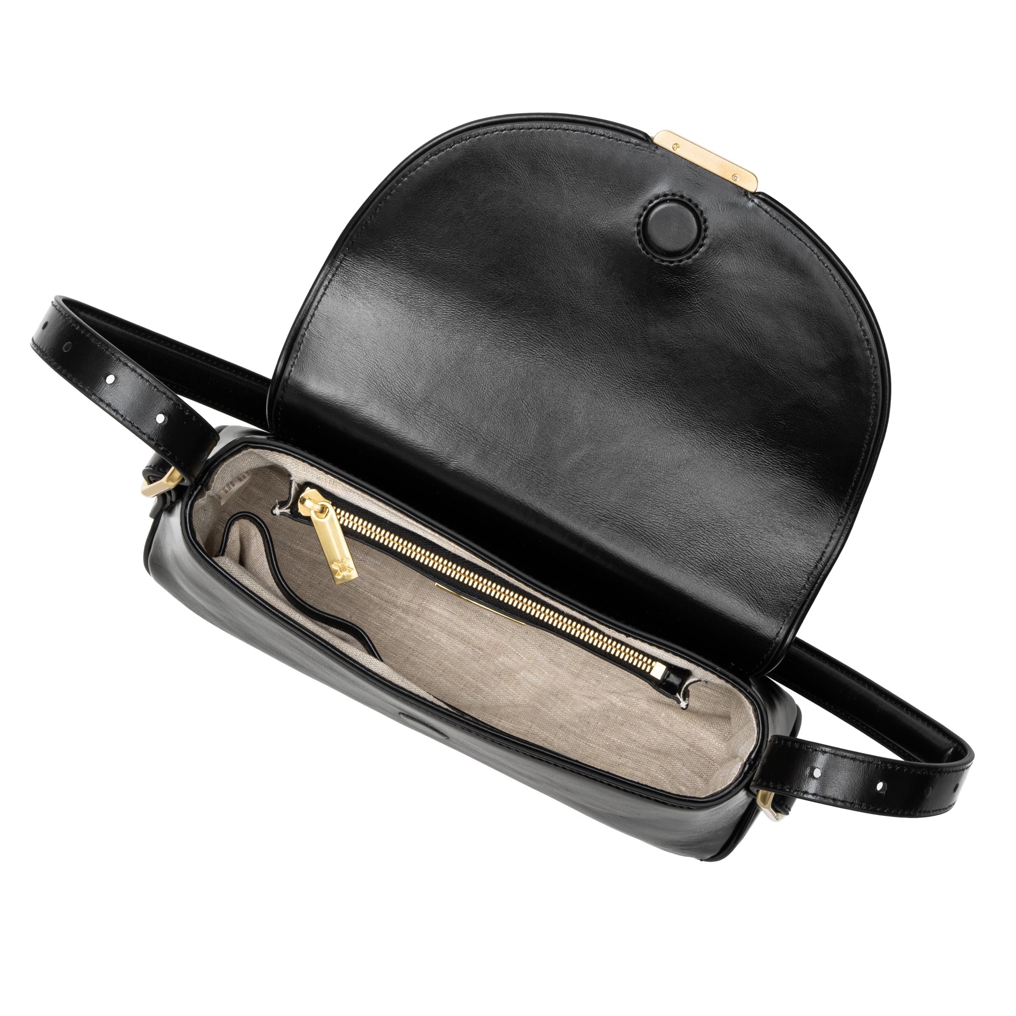 Sancia Pamela bag in black leather — styled view