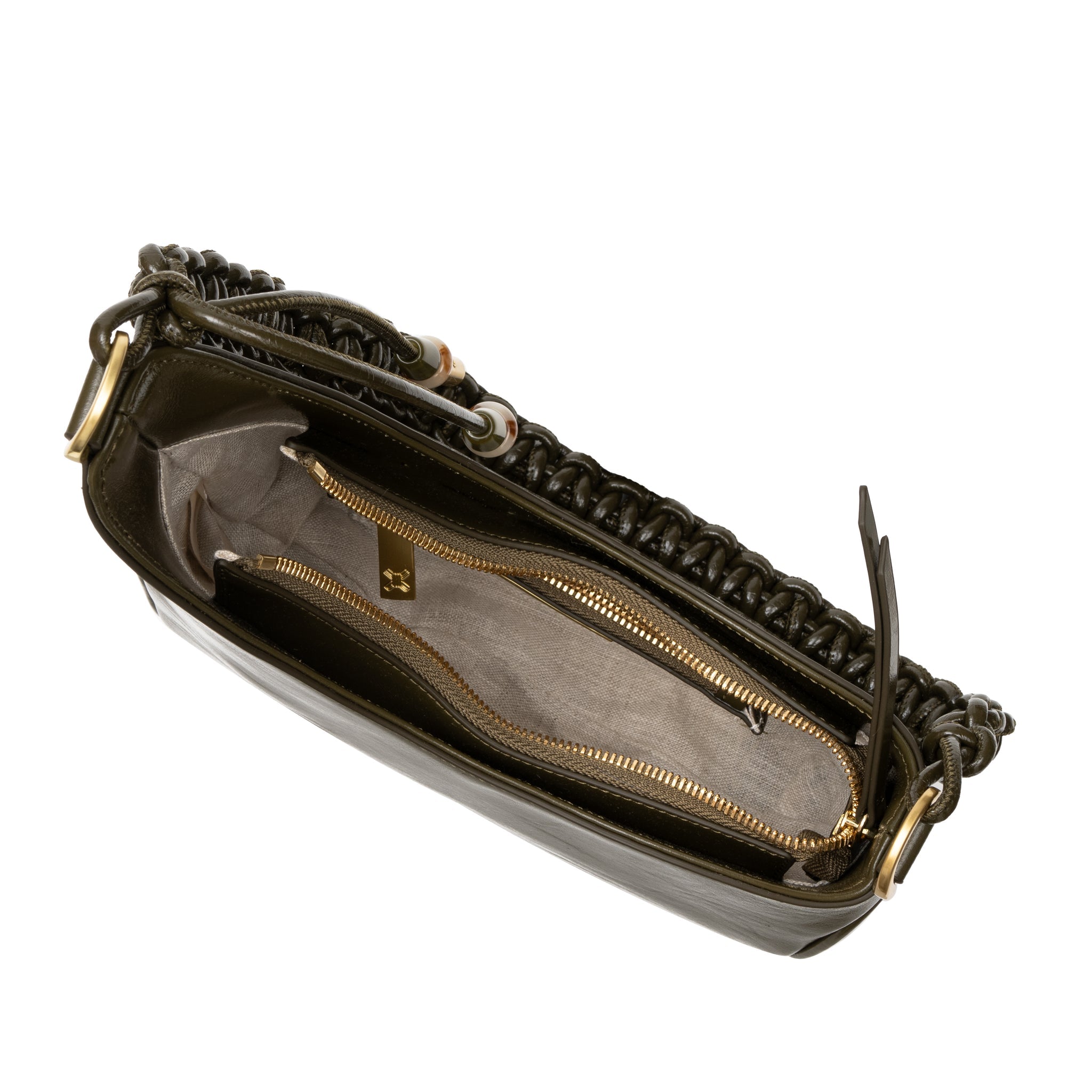 Sancia Maria bag in olive leather — styled view