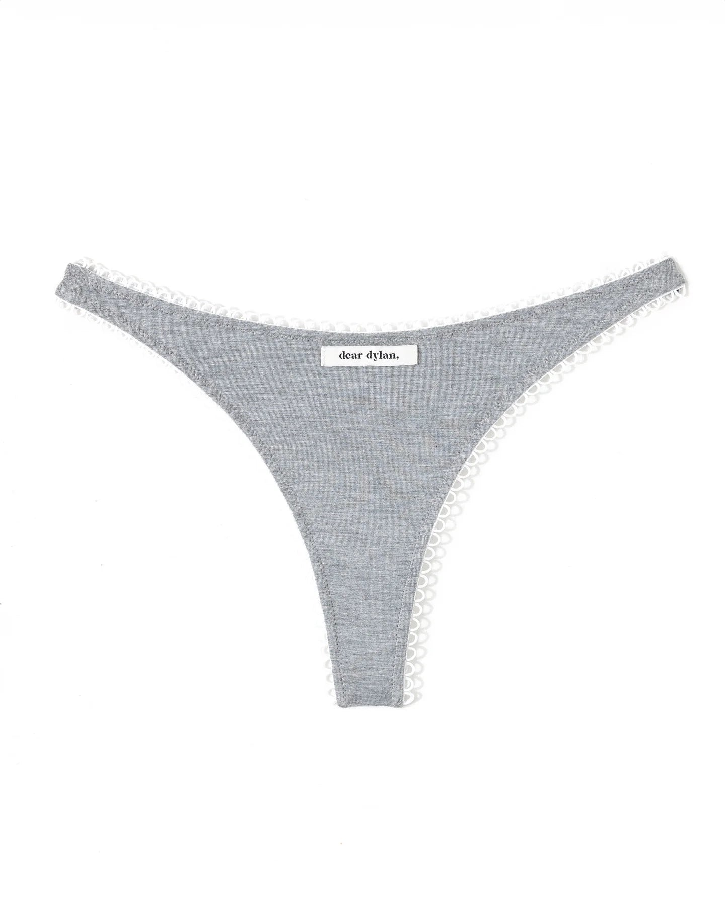 Eyelet Trim Thong - Grey Marle