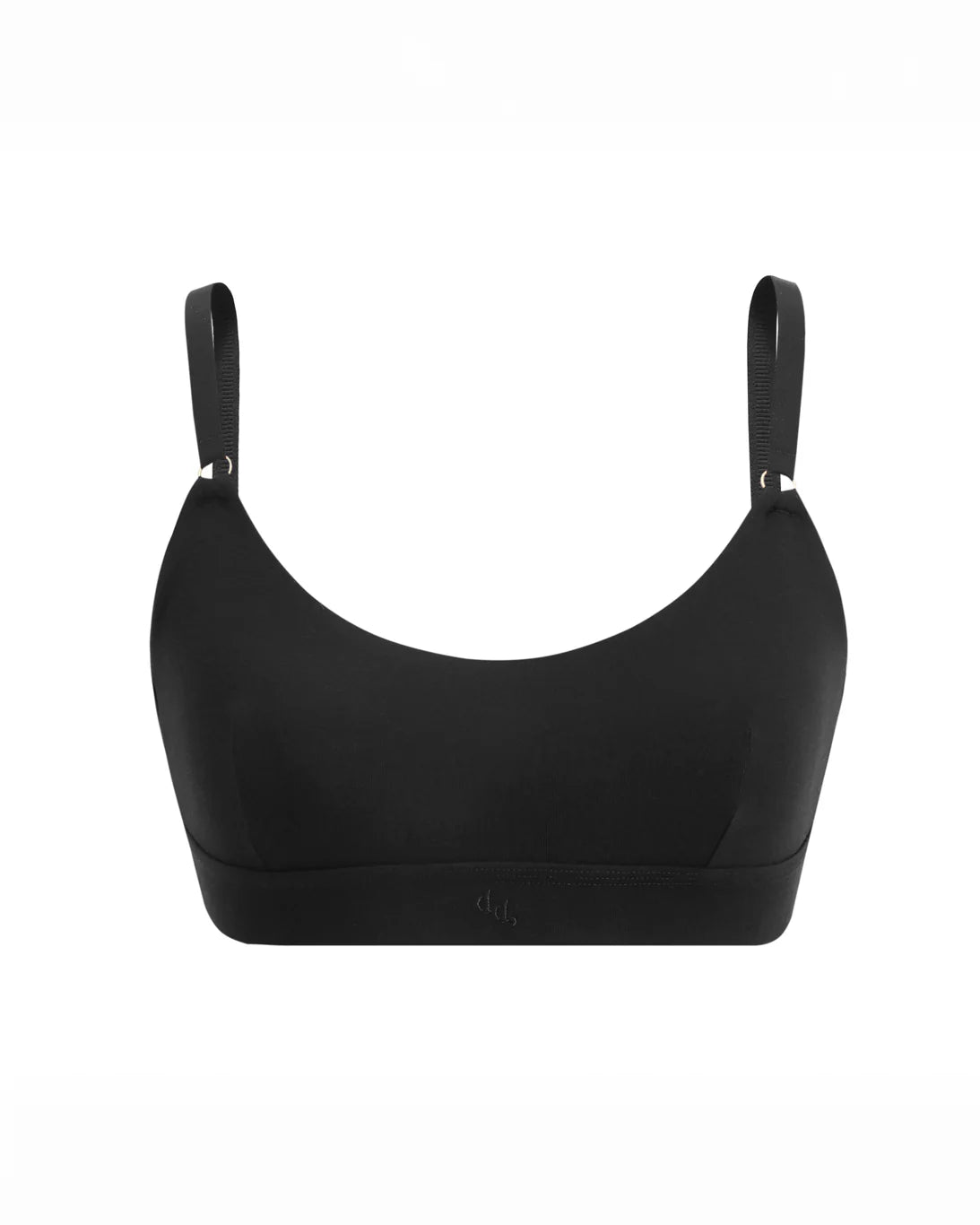 Dear Dylan Noir Organic Cotton Crop Bralette with scoop neckline and elasticated underband.