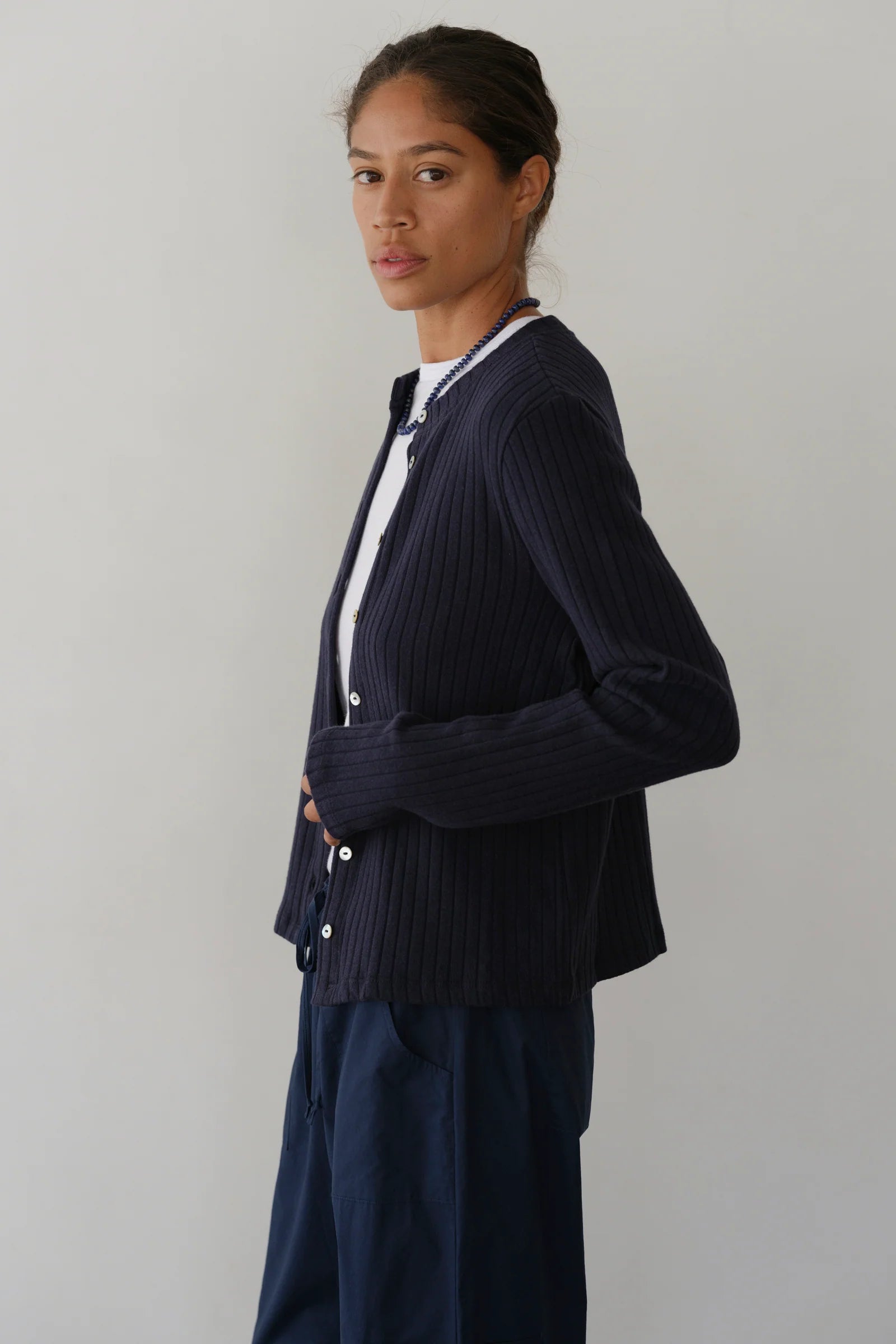 The Sweater Rib Cardi - Navy