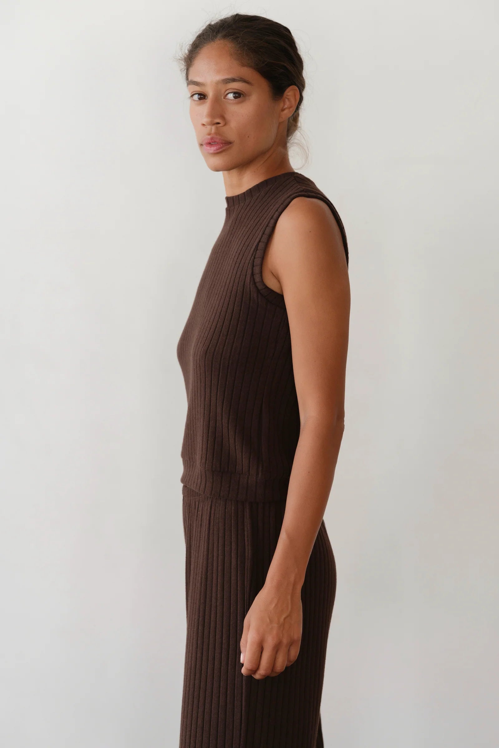 The Sweater Rib Tank - Espresso