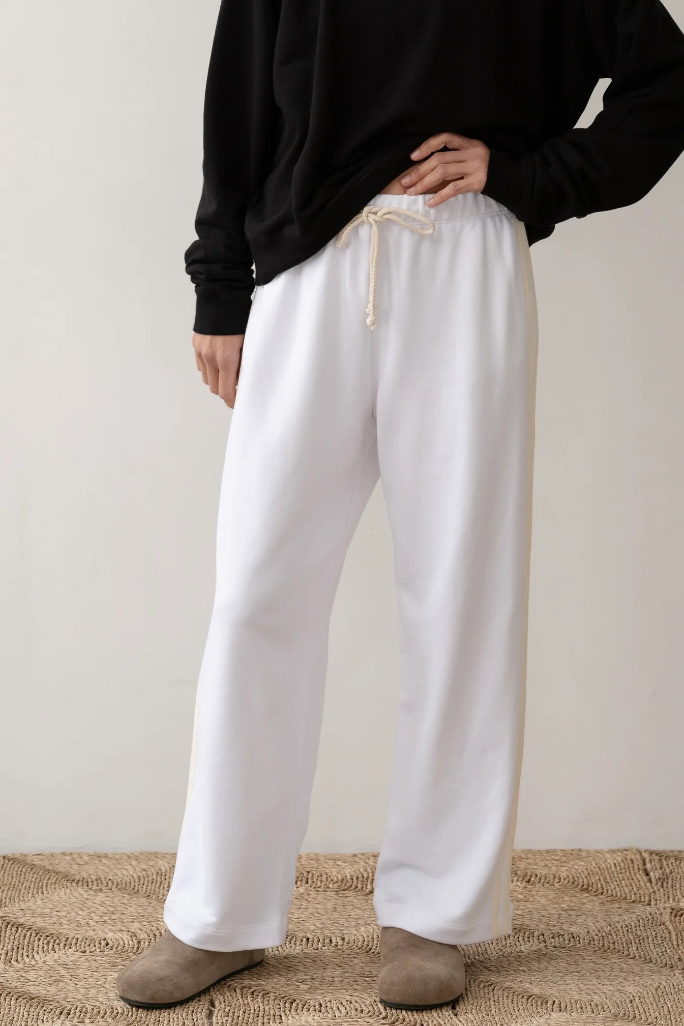 The Eco-Terry Stripe Pant - Powder