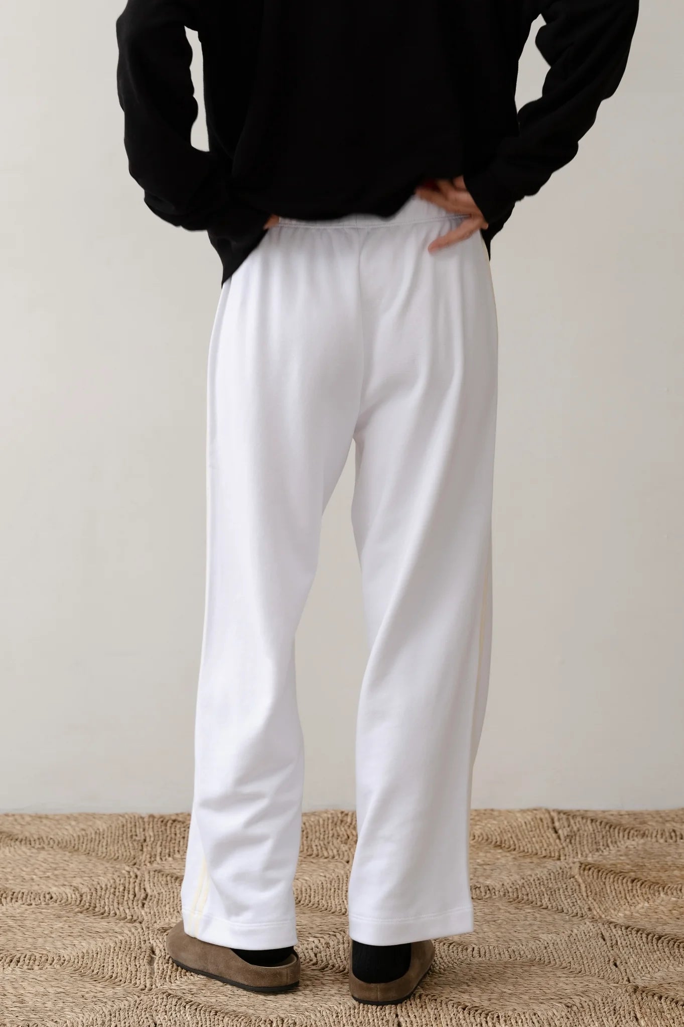 The Eco-Terry Stripe Pant - Powder