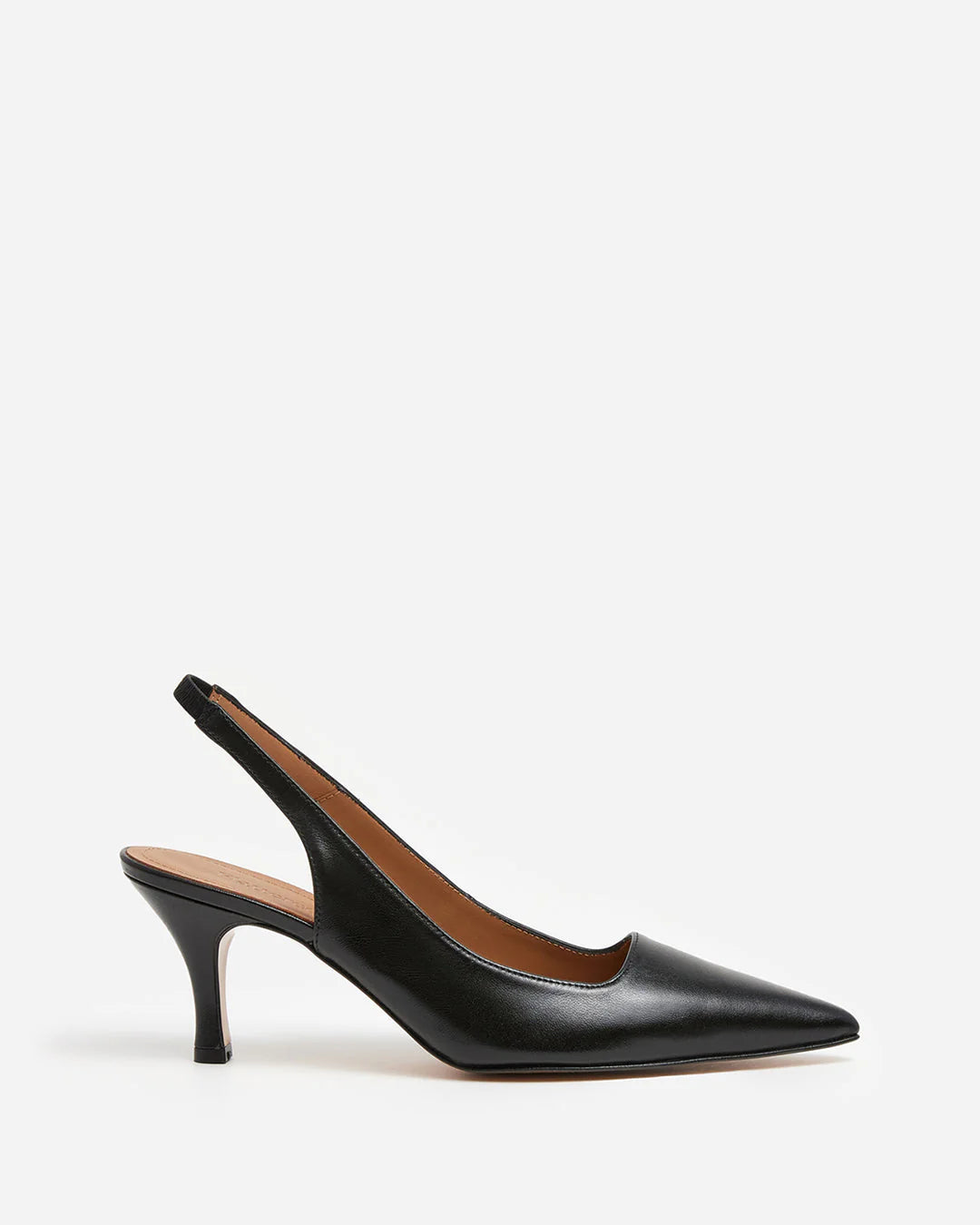 Black leather slingback heel
