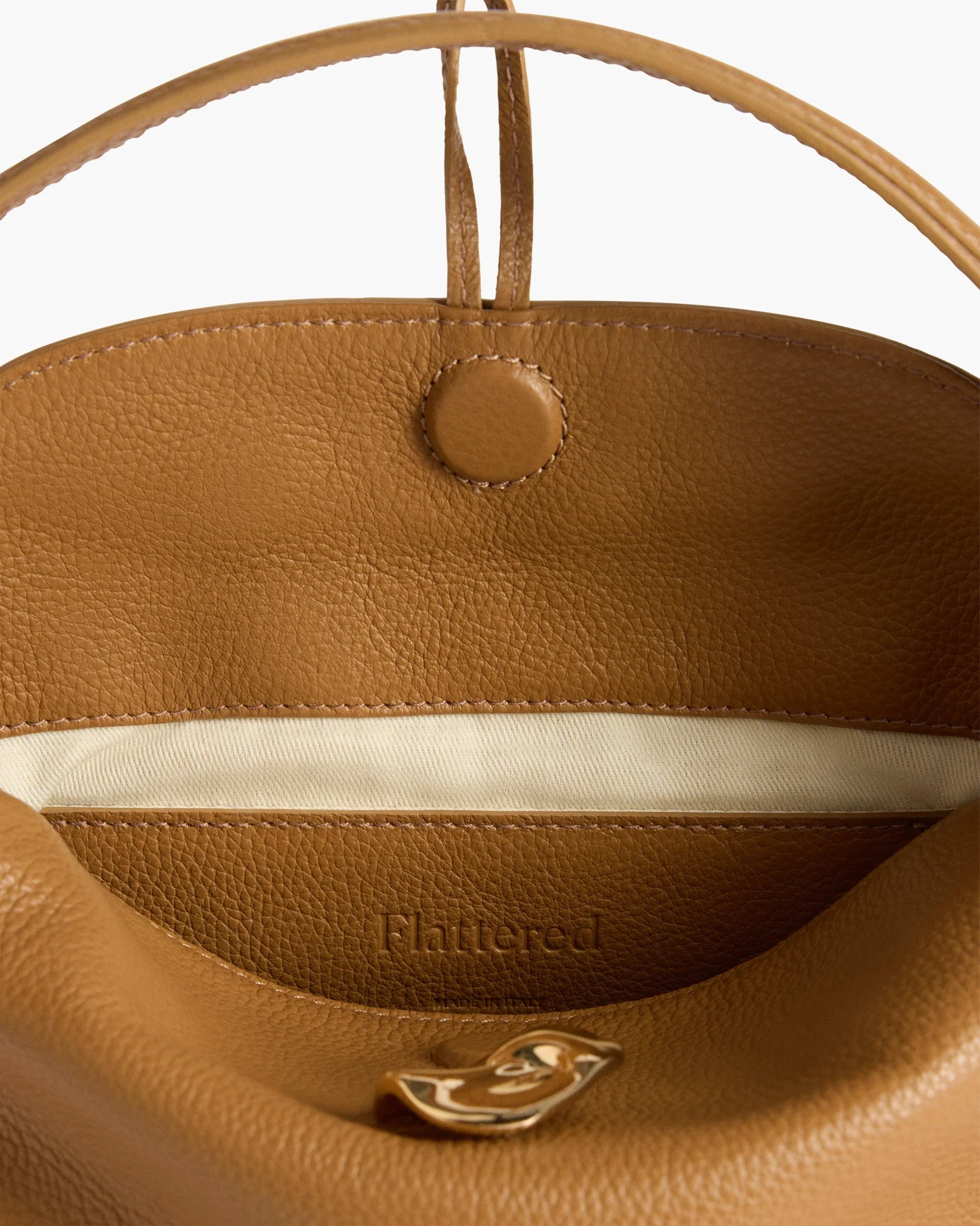 Flattered Hanna Mini Bag in Cognac grained leather with gold hardware