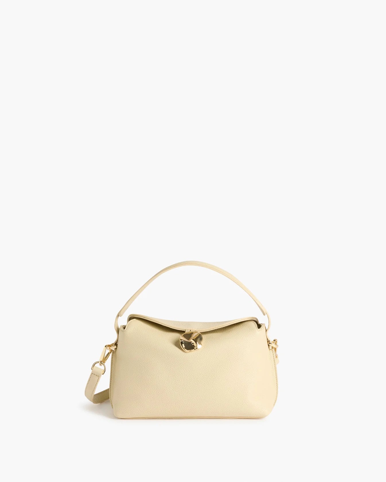 Flattered Hanna Mini Bag in Creme grained leather with gold hardware