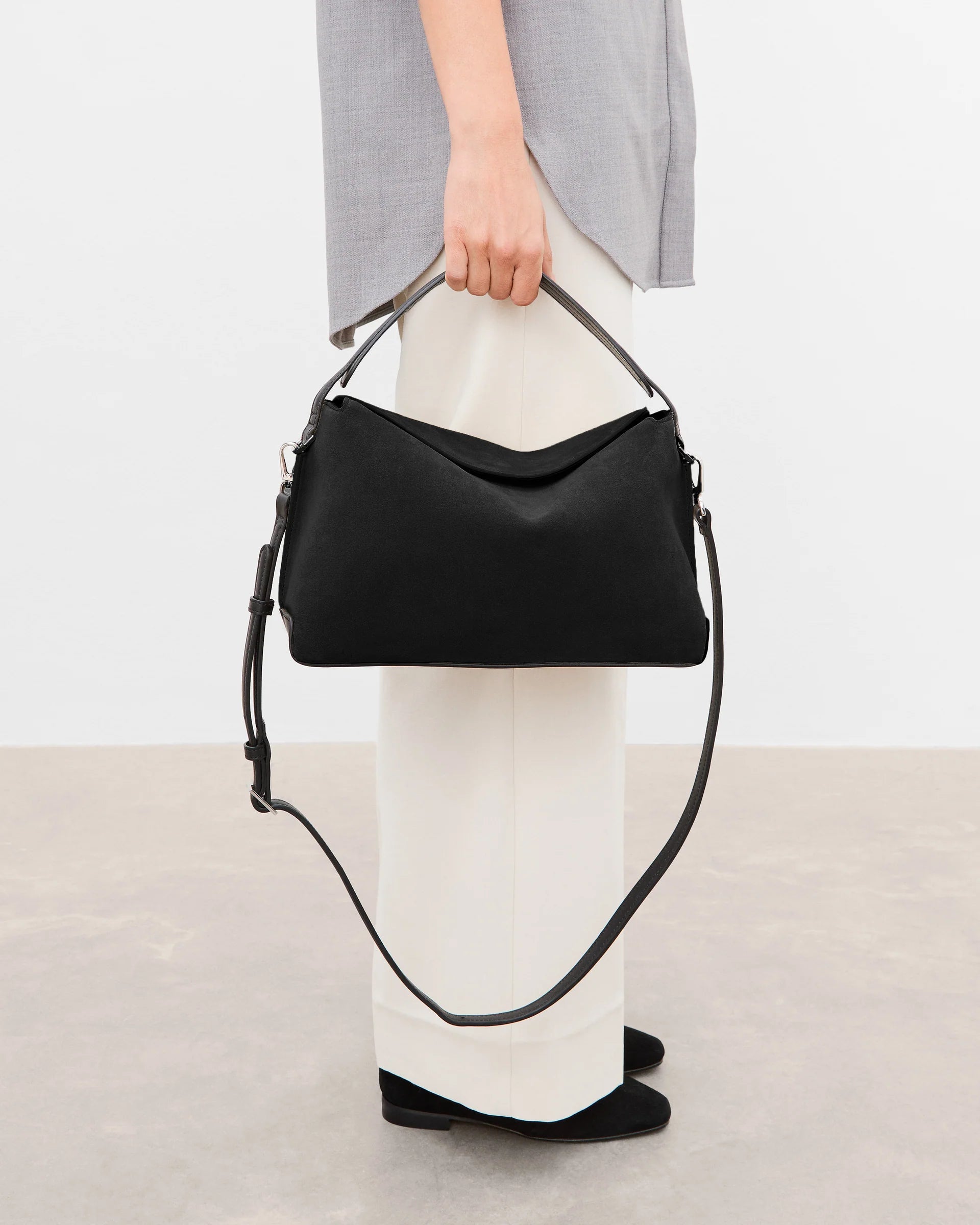 Helia Handbag - Black Suede