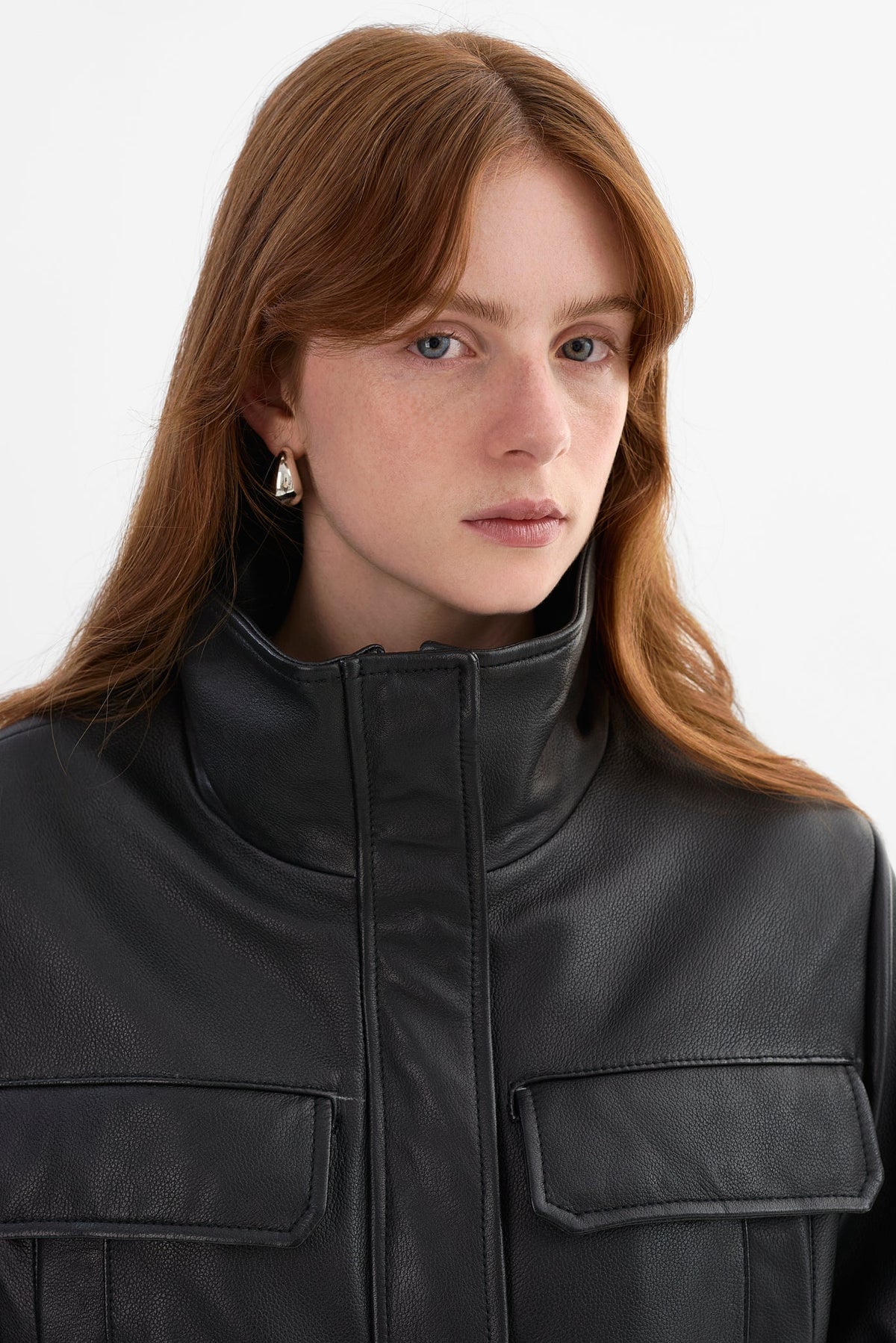 Jules Leather Anorak Jacket - Black