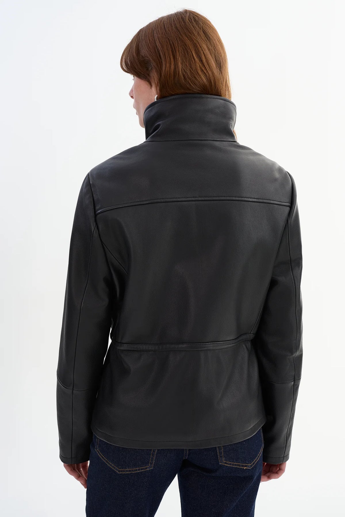 Jules Leather Anorak Jacket - Black