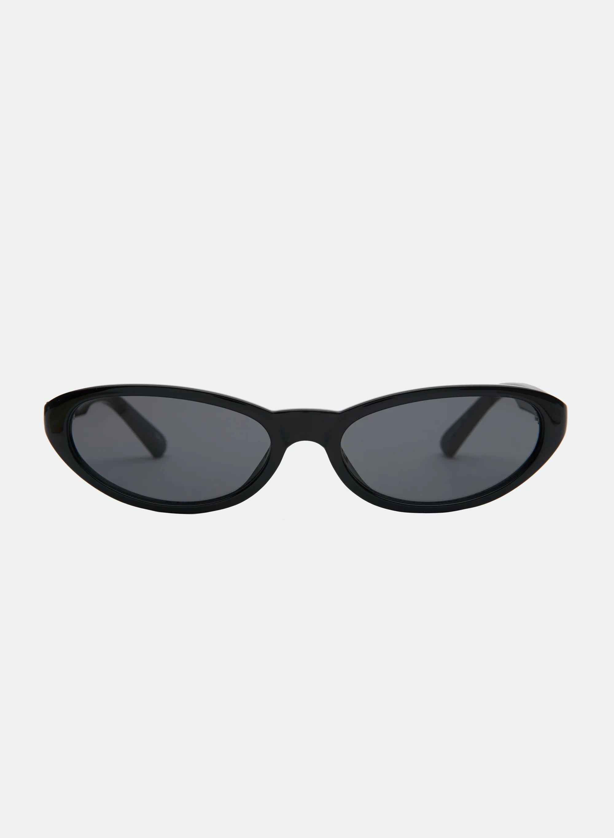 slim cat-eye, smoke tinted lenses sunglasses