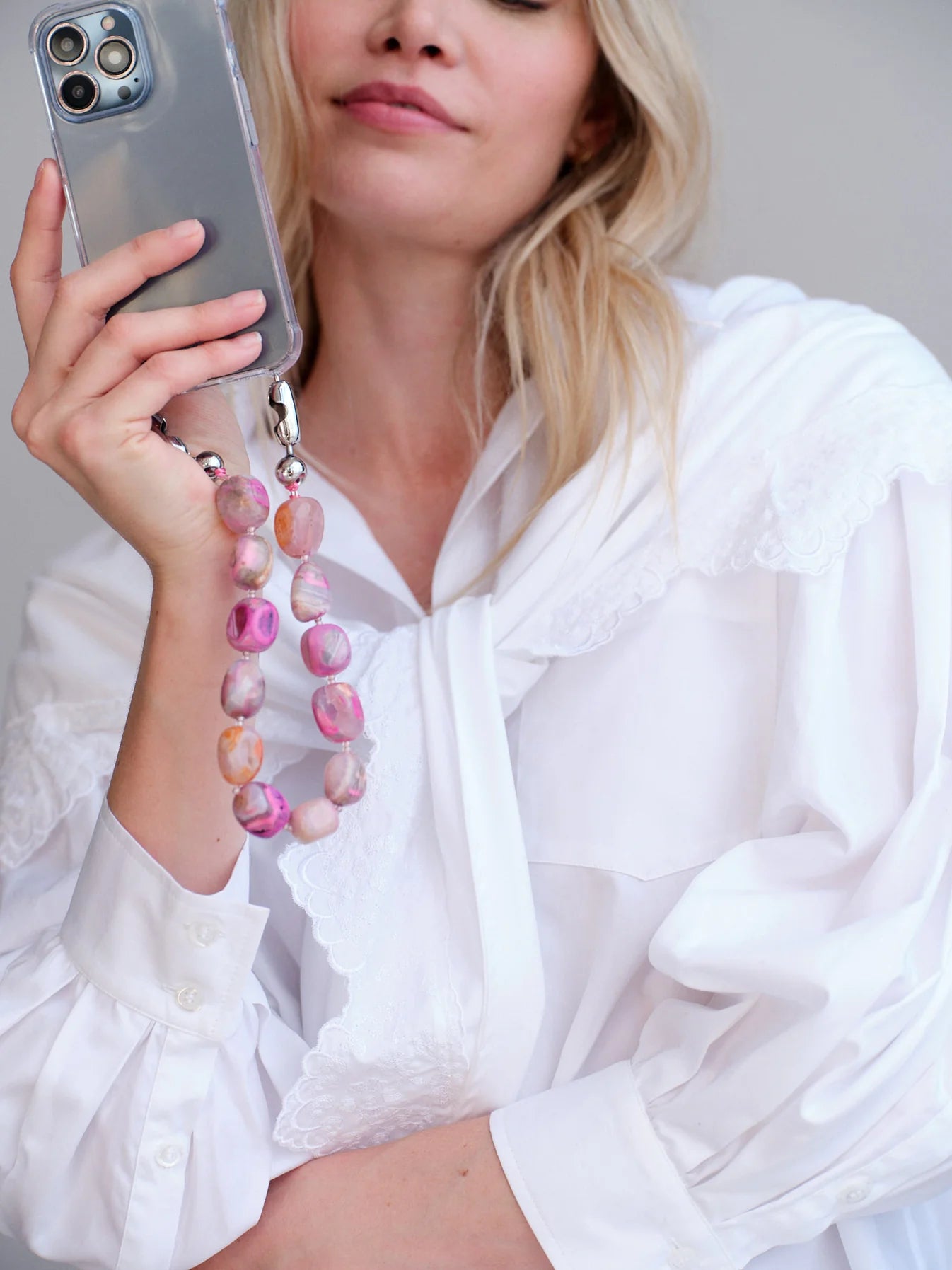 Large Cut Gemstone Wristlet – Fuchsia Agate