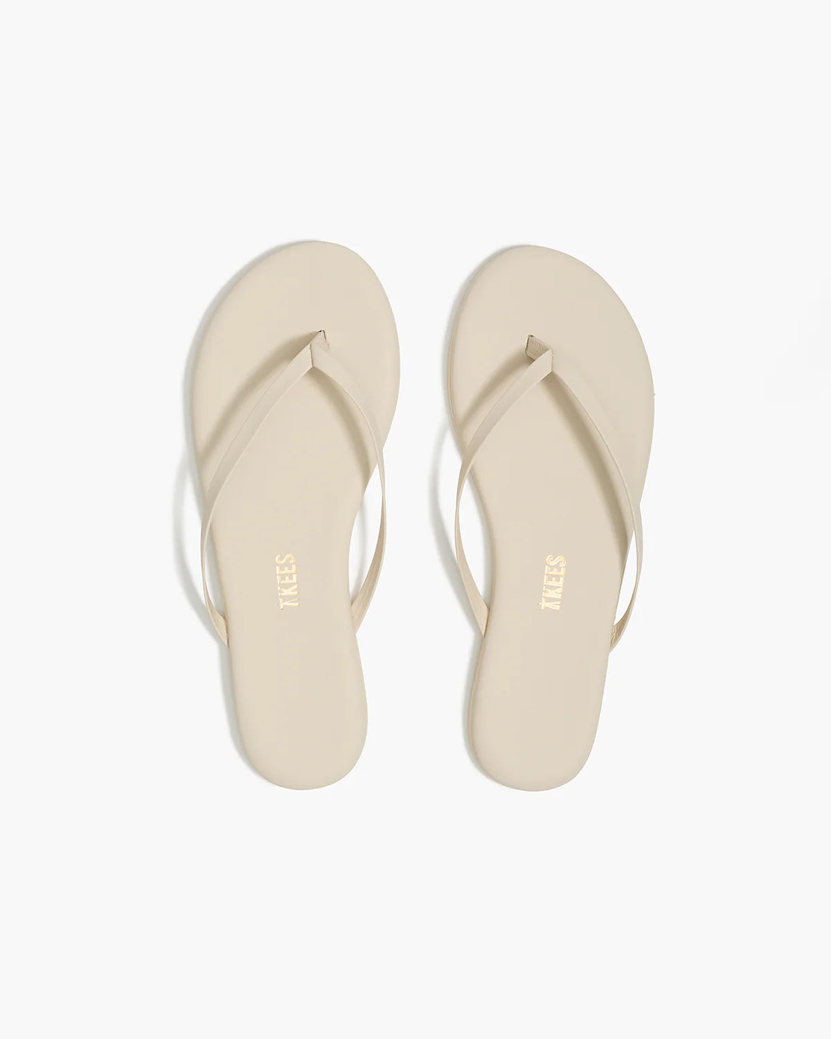 TKEES Lily Pigments minimalist matte leather thong flip-flop sandals in tonal Cream (No. 40).