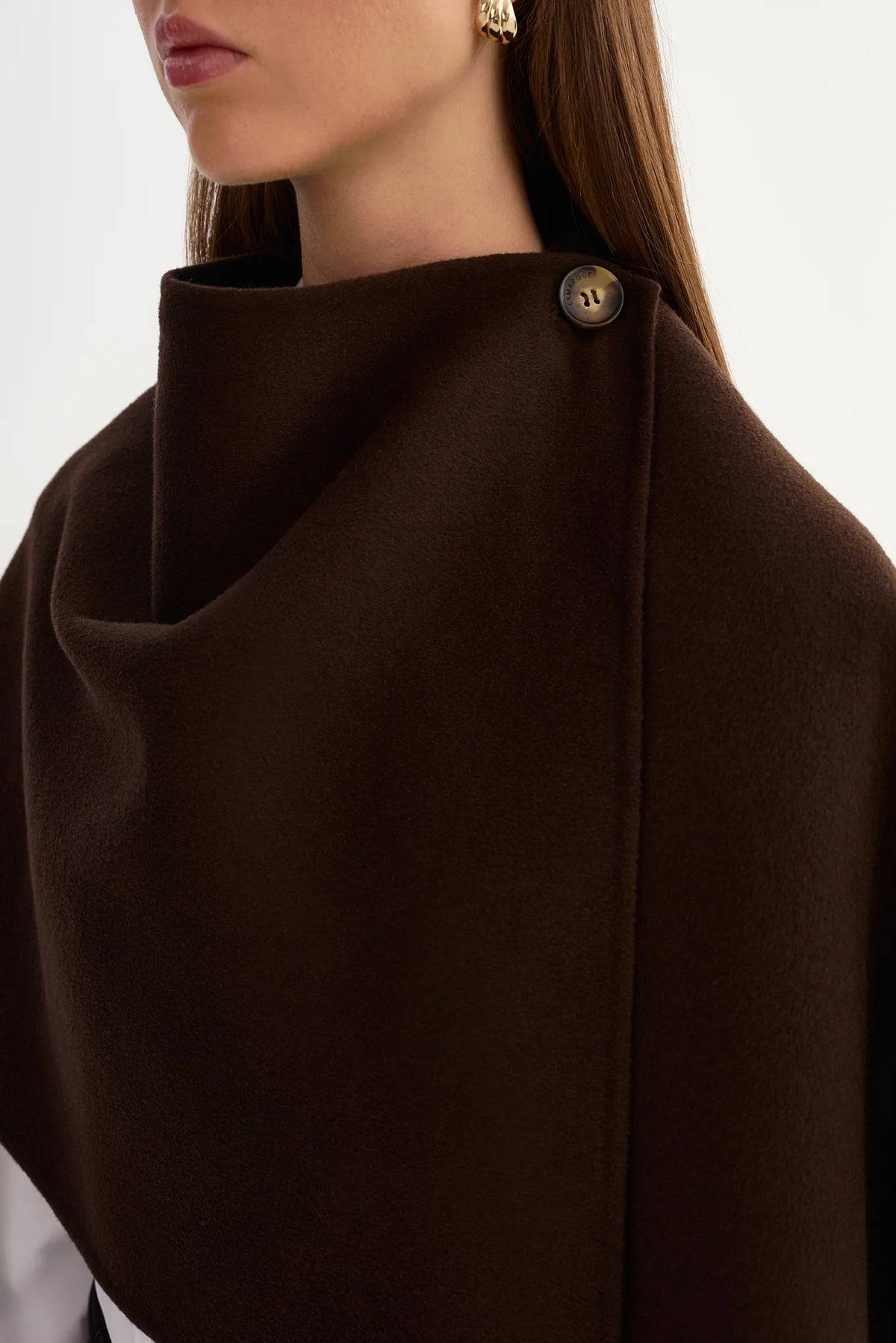 Nezra Reversible Wool Cape - Dark Brown/Black