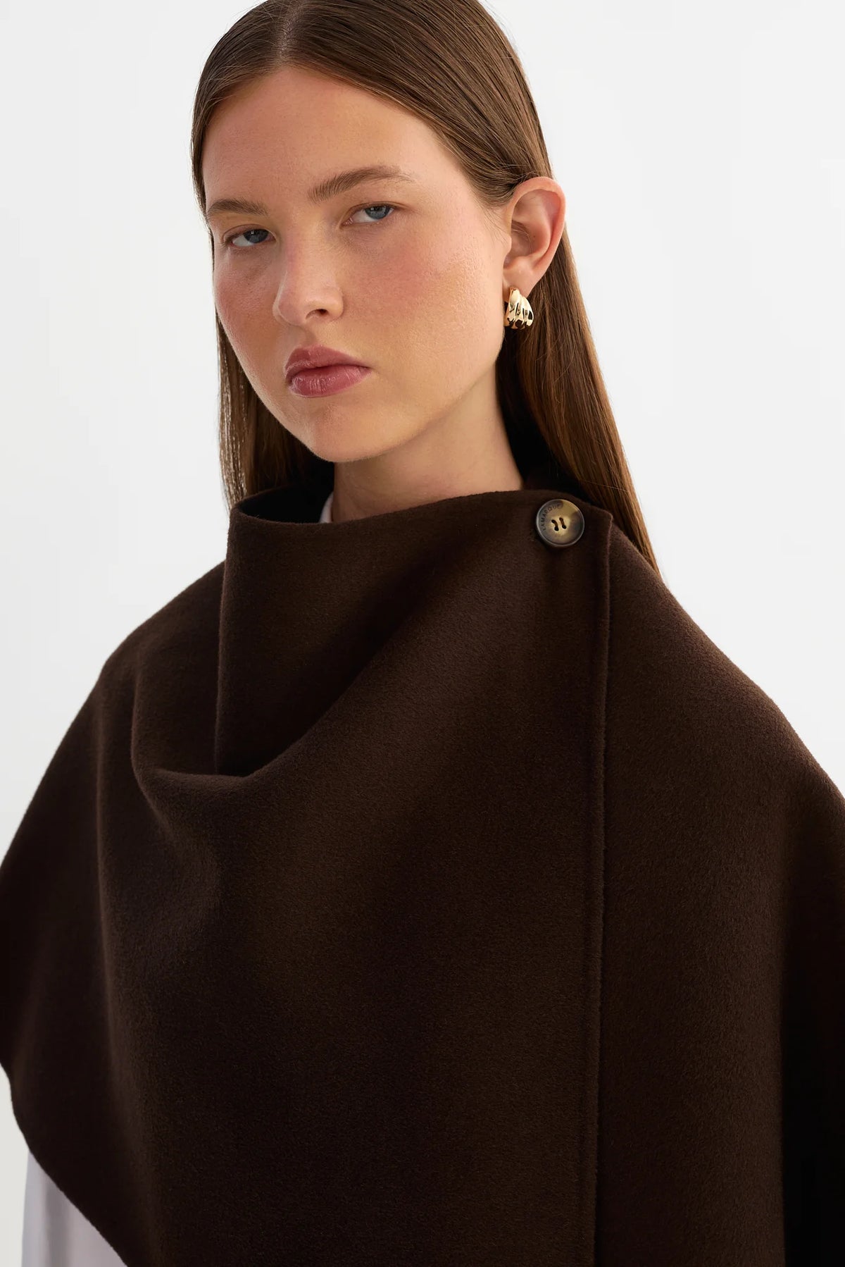Nezra Reversible Wool Cape - Dark Brown/Black