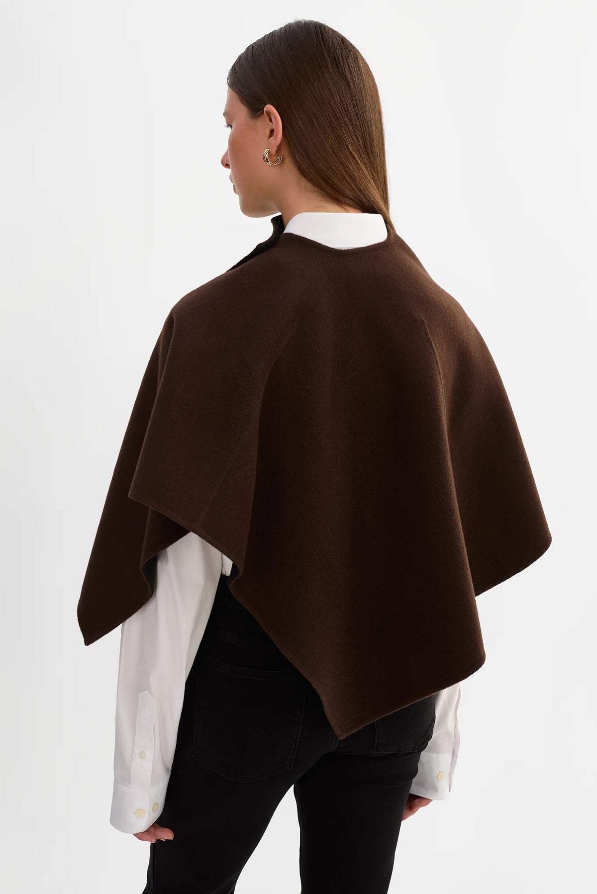 Nezra Reversible Wool Cape - Dark Brown/Black