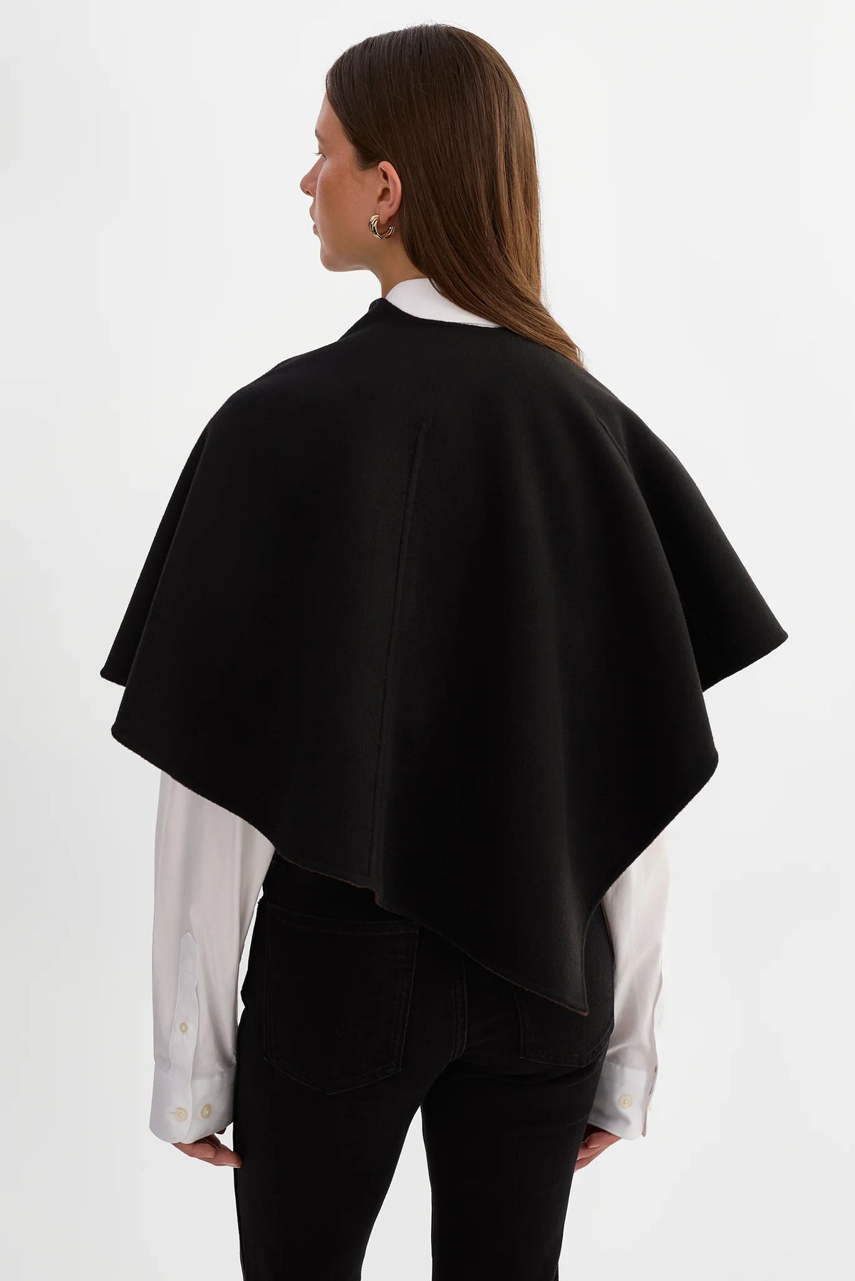 Nezra Reversible Wool Cape - Dark Brown/Black