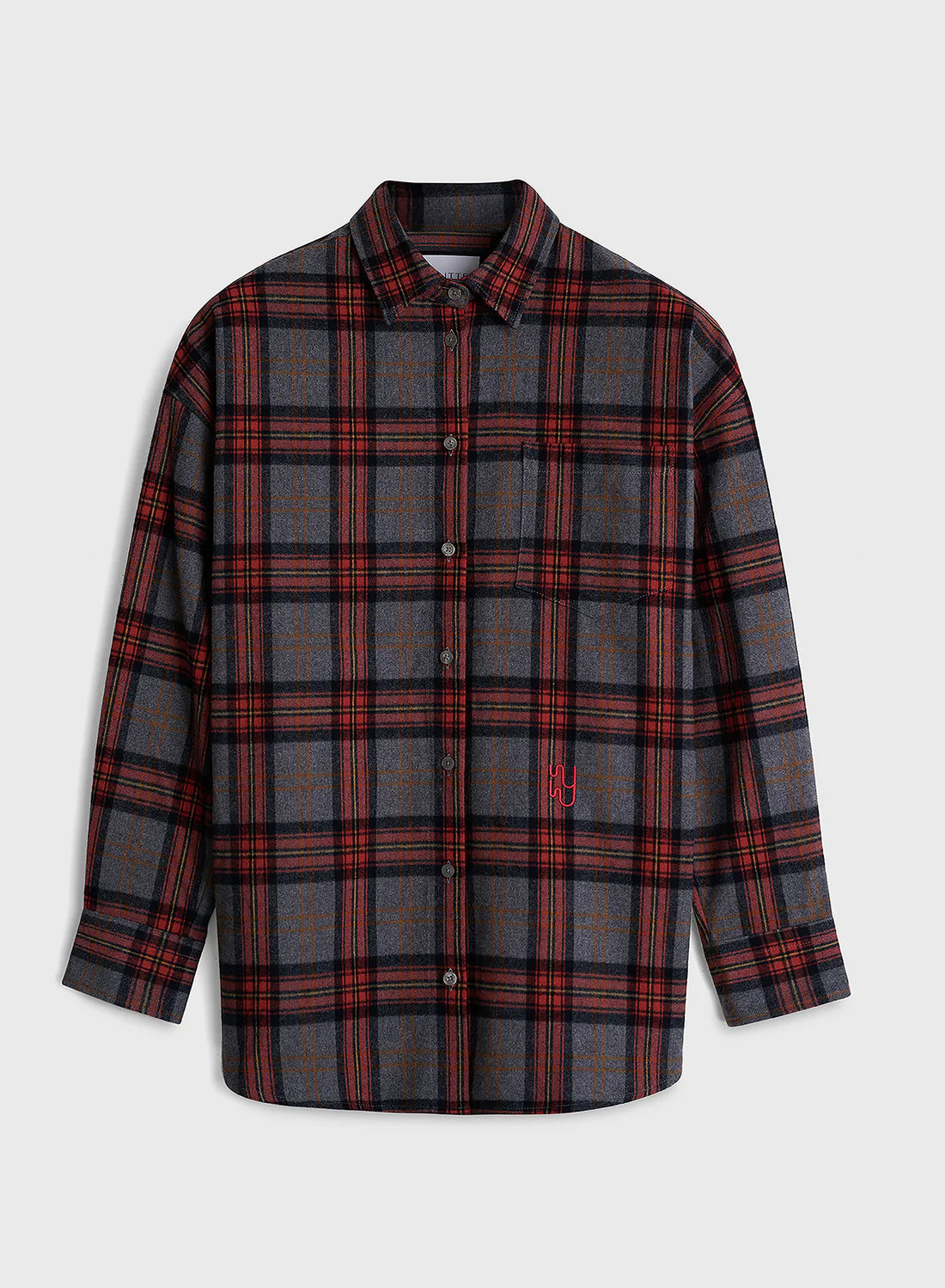Plaid Flannel Shirt - Grey Melange