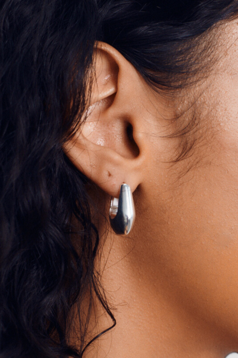 Baguette Hoop - Sterling Silver