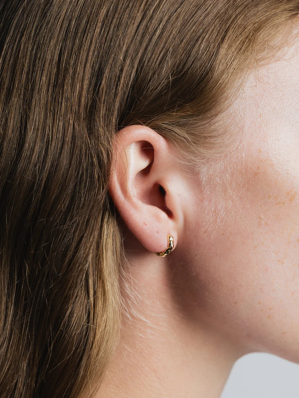 Organic Huggie Hoops - Sterling Silver