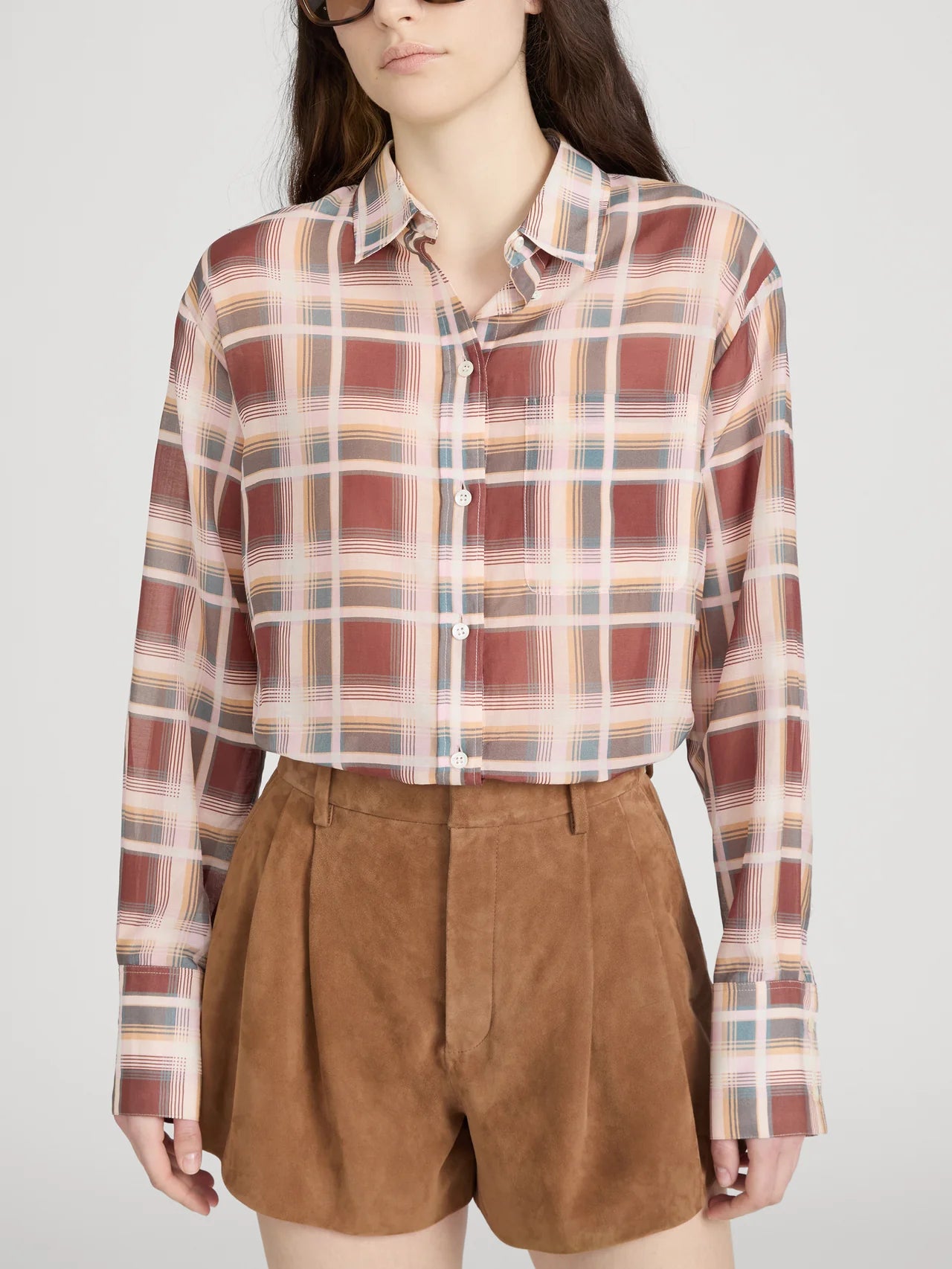 The Plaid Boy Shirt – Silver Peony Plaid