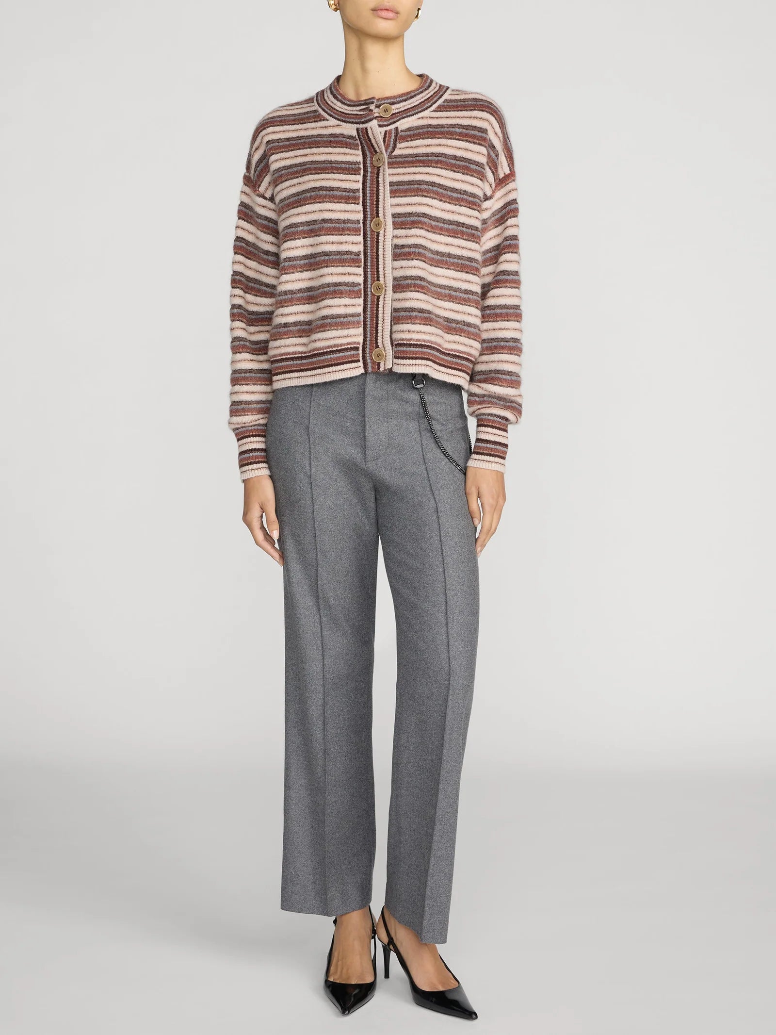 The Femme Cardi - Sky Blue Multi Stripe