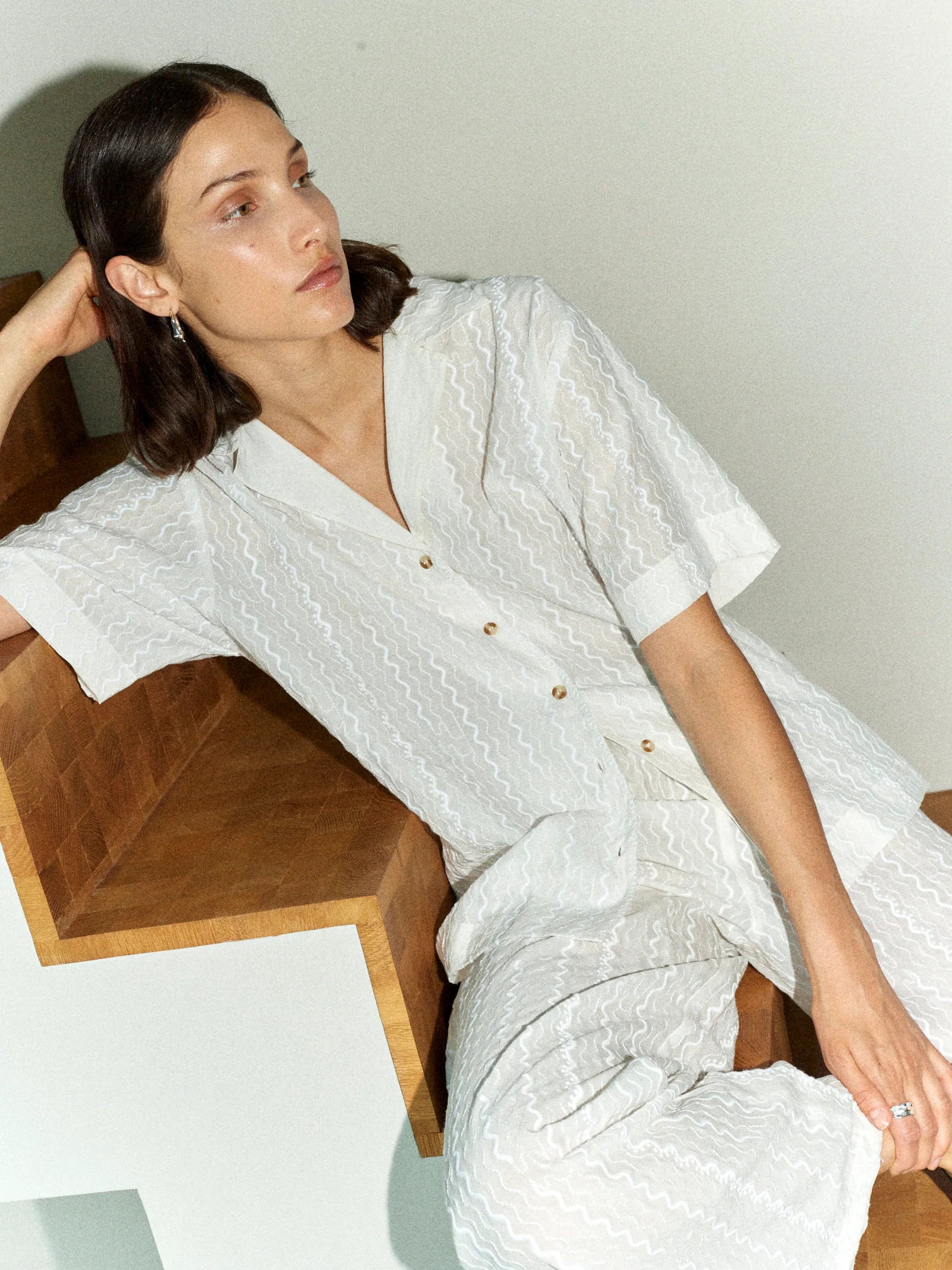 Bondi Shirt - Ivory Embroidered