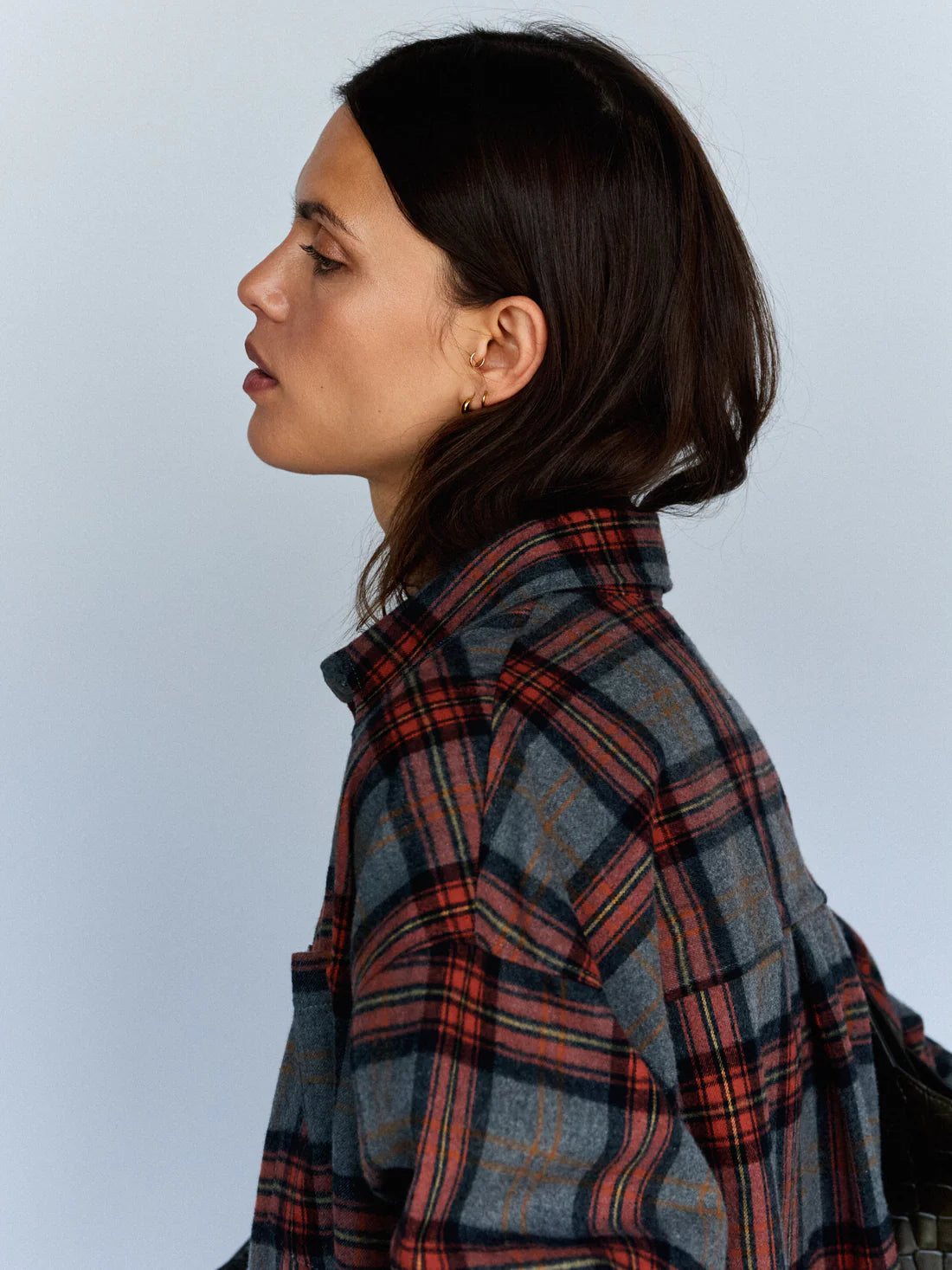 Plaid Flannel Shirt - Grey Melange