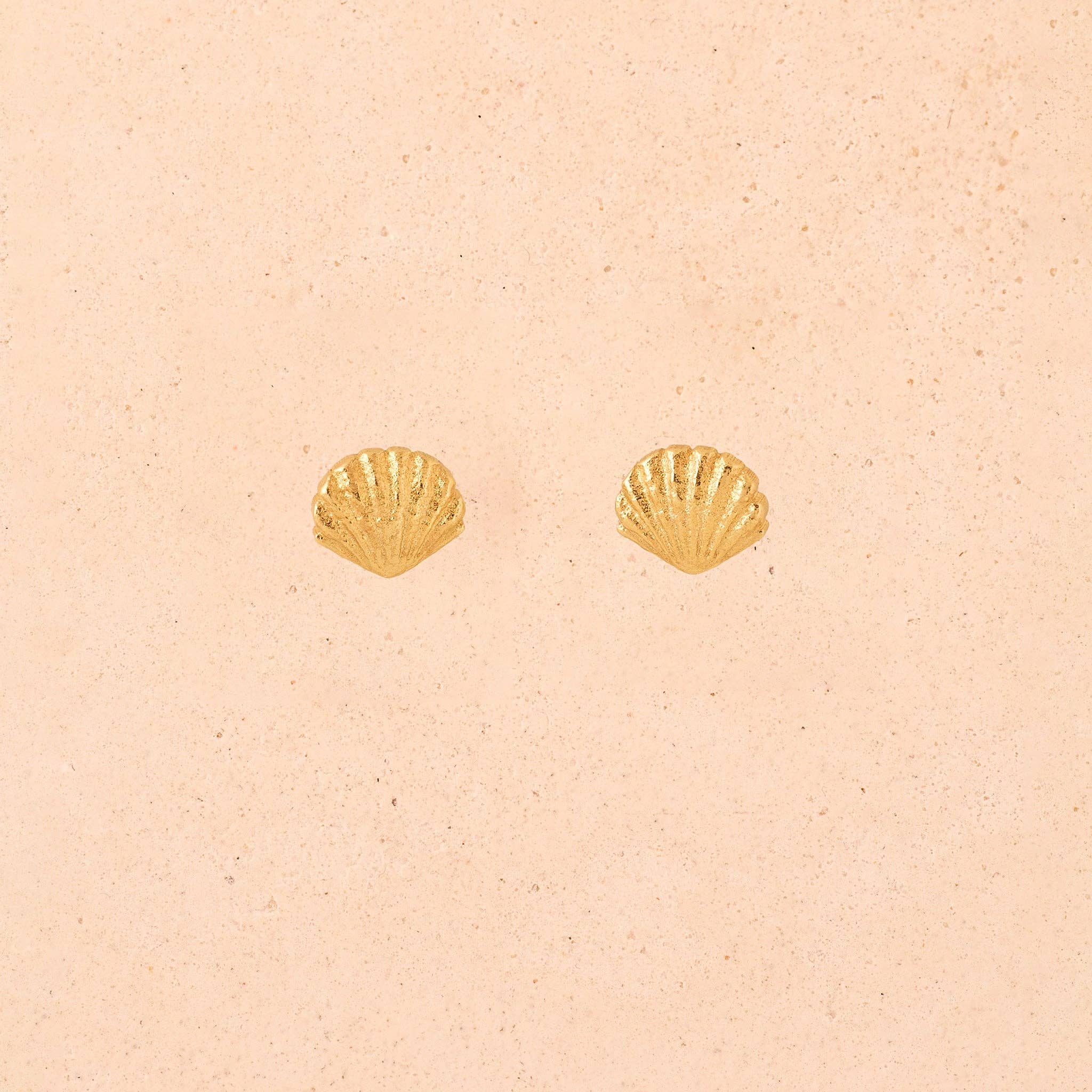 Agapée Almé small gold seashell stud earrings with satin finish