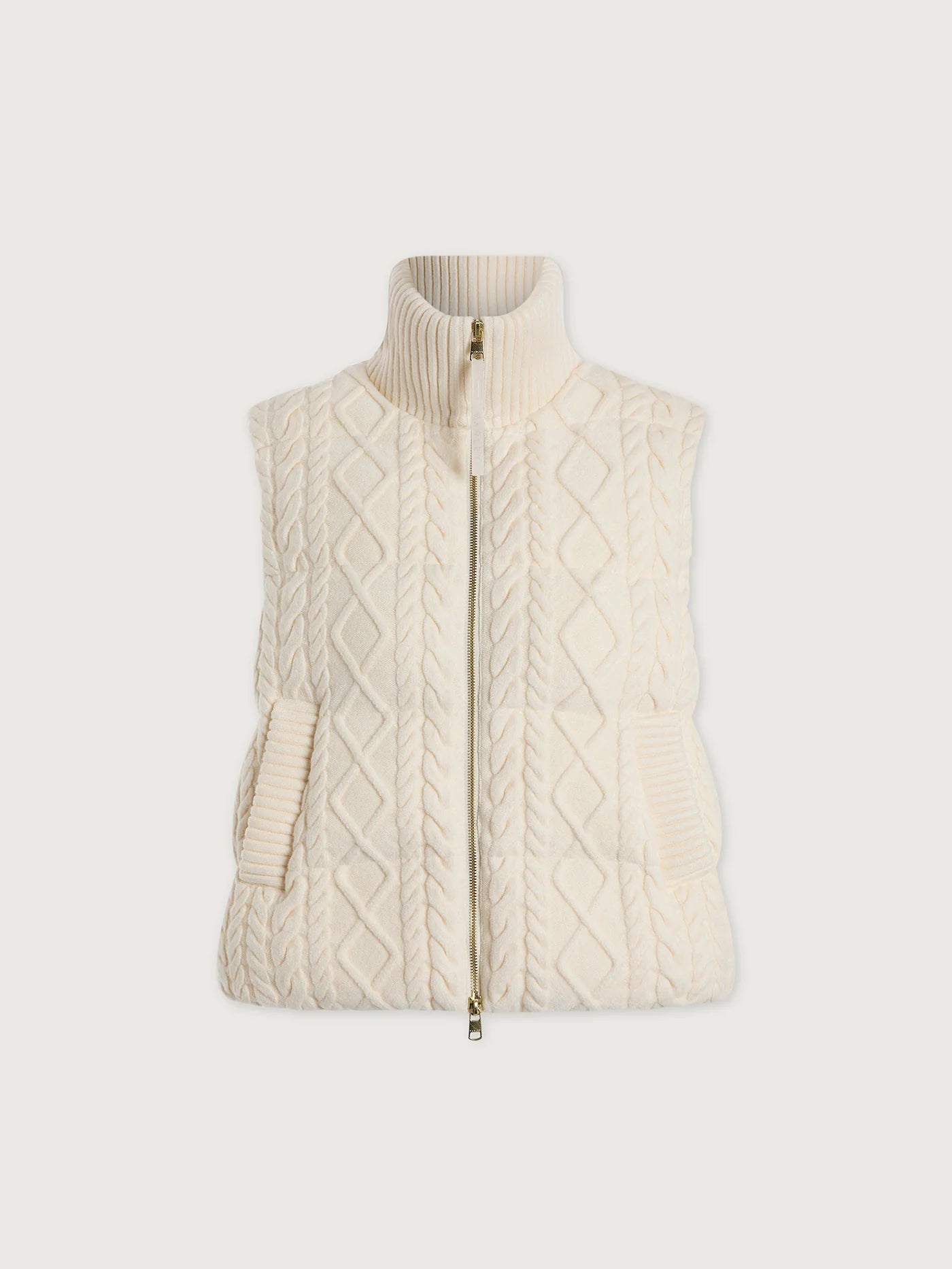 cream cable stitching plush knit vest