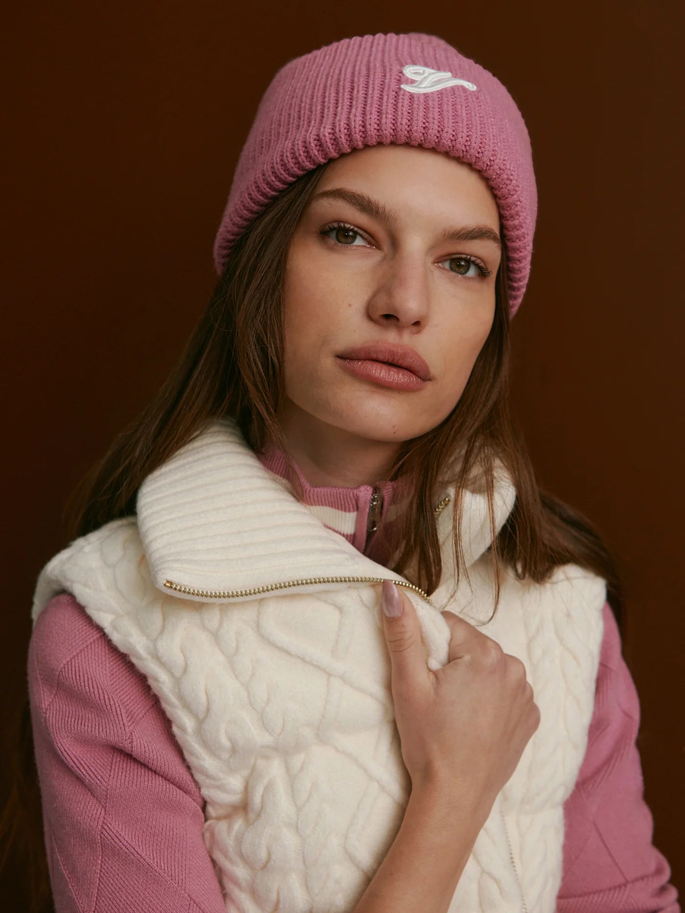 Irina Cable Knit Gilet - Egret