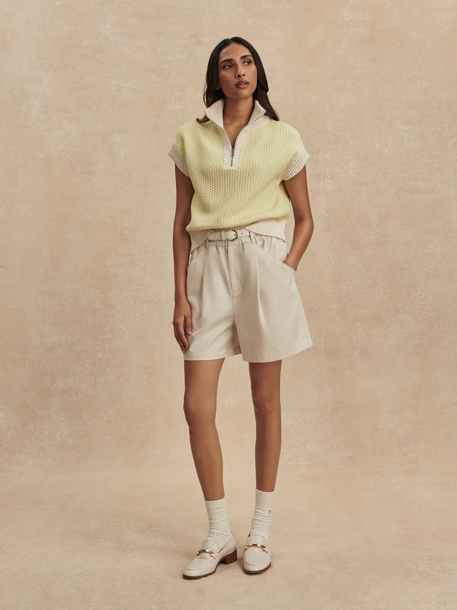 Fowley Knit Top - Snow White/ Limeade