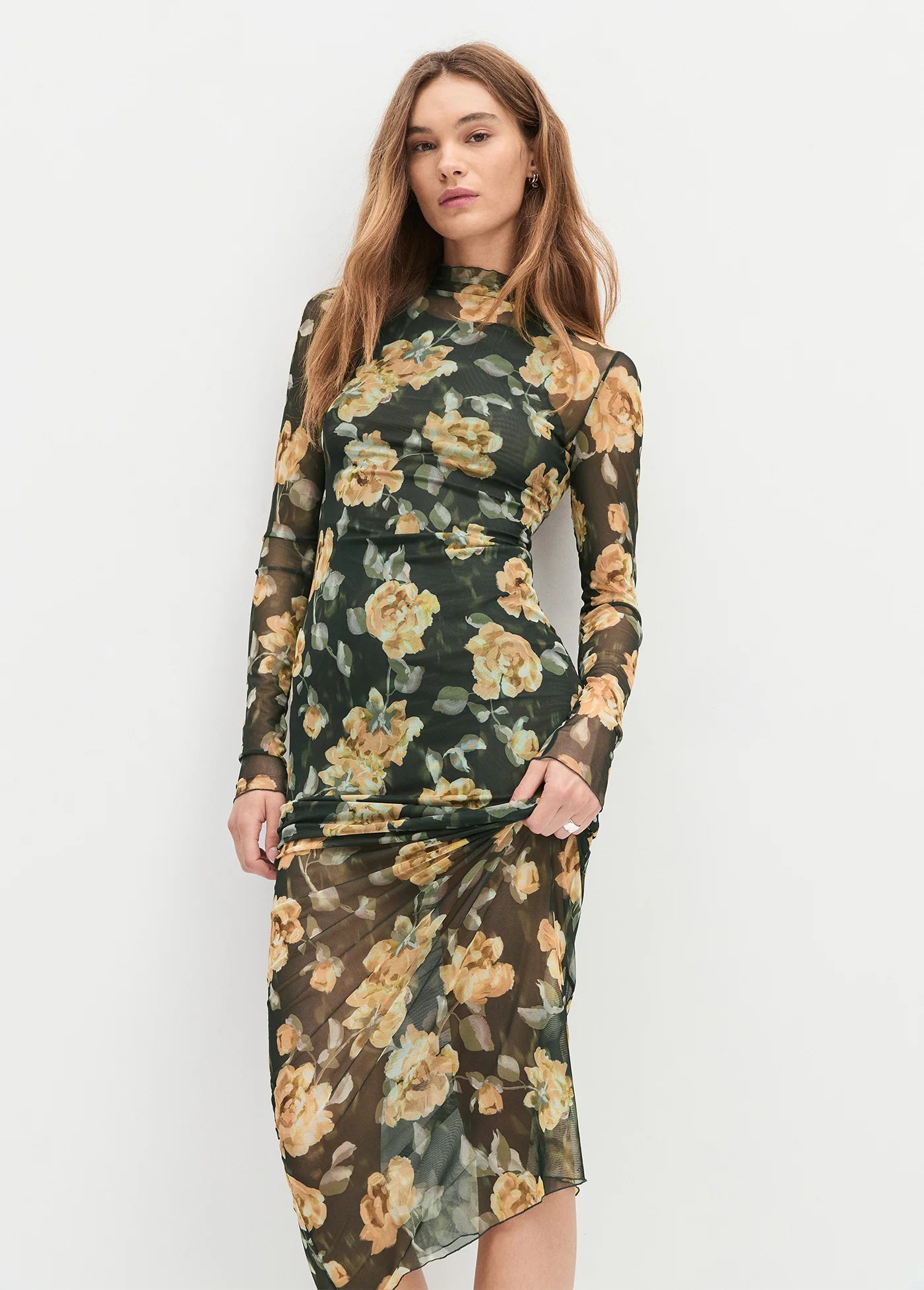 The Sheer Fantasy Dress - Golden Flowerbed