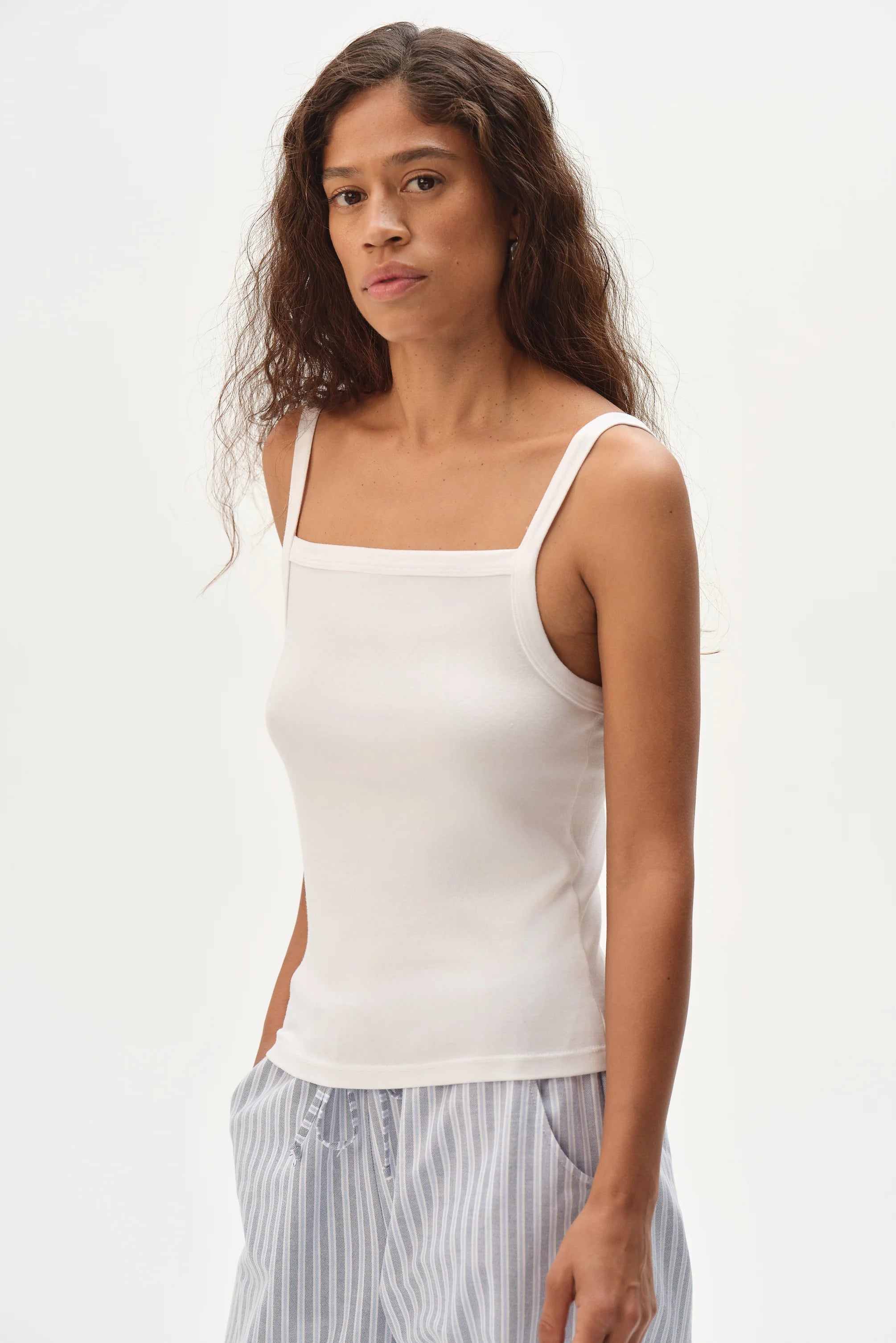 The Baby Rib Square Neck Tank - Powder