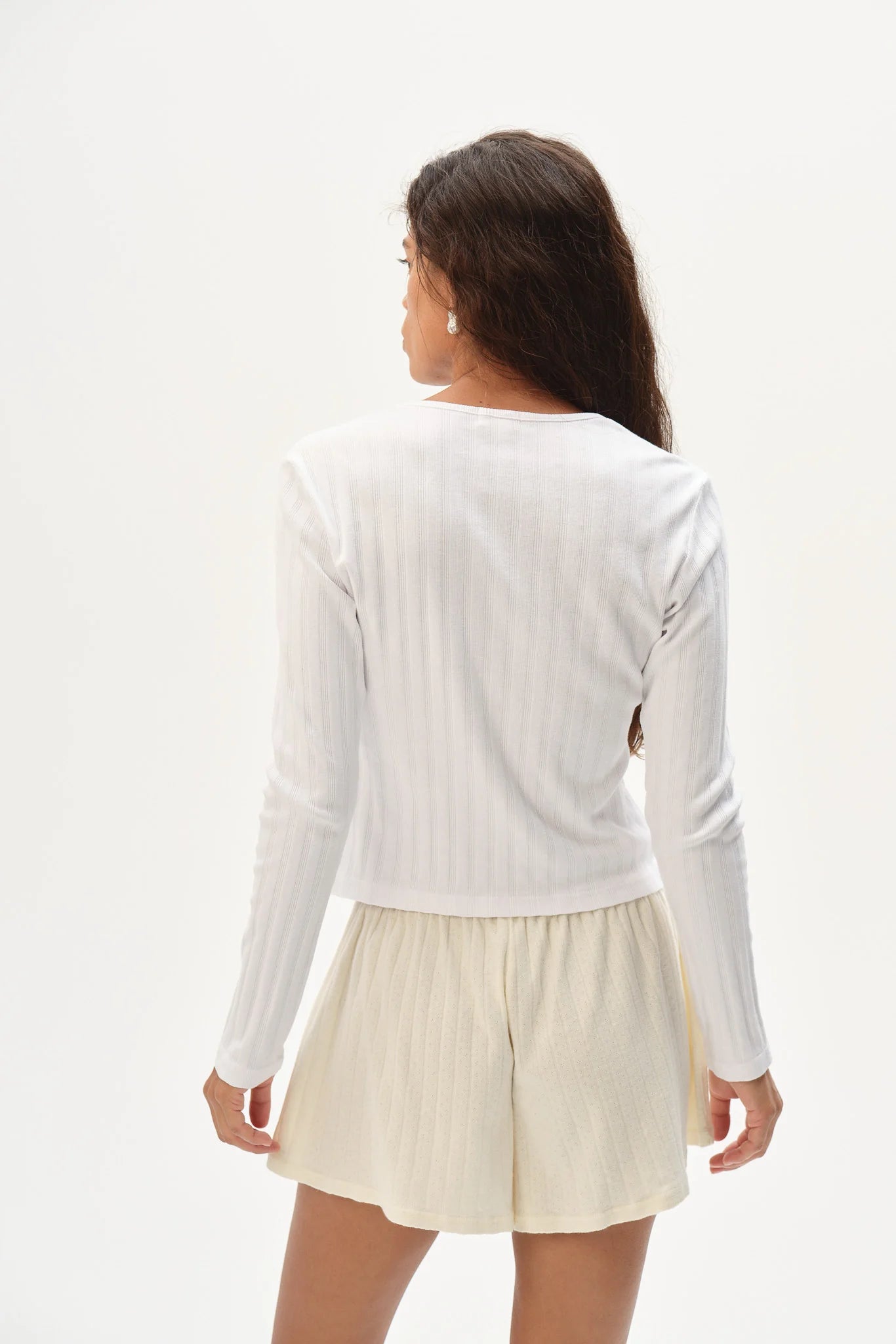 The Varied Rib Cardigan - Powder
