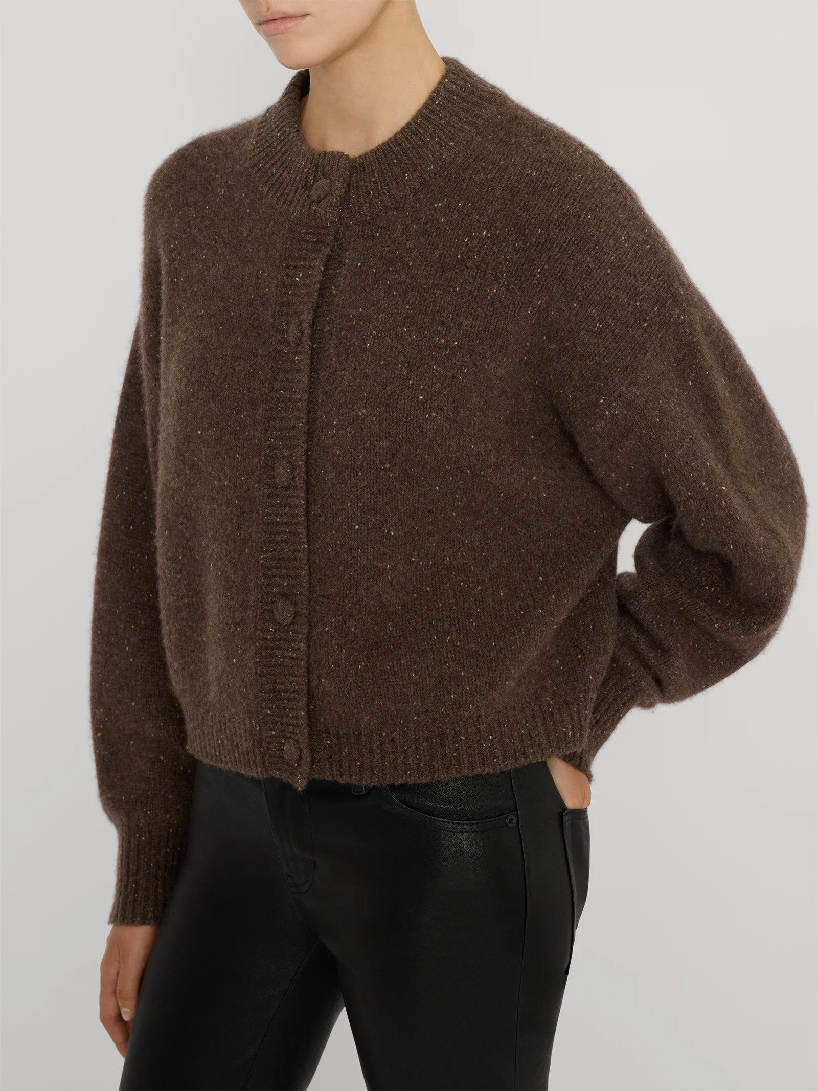 The Cashmere Fleck Cardi - Brown
