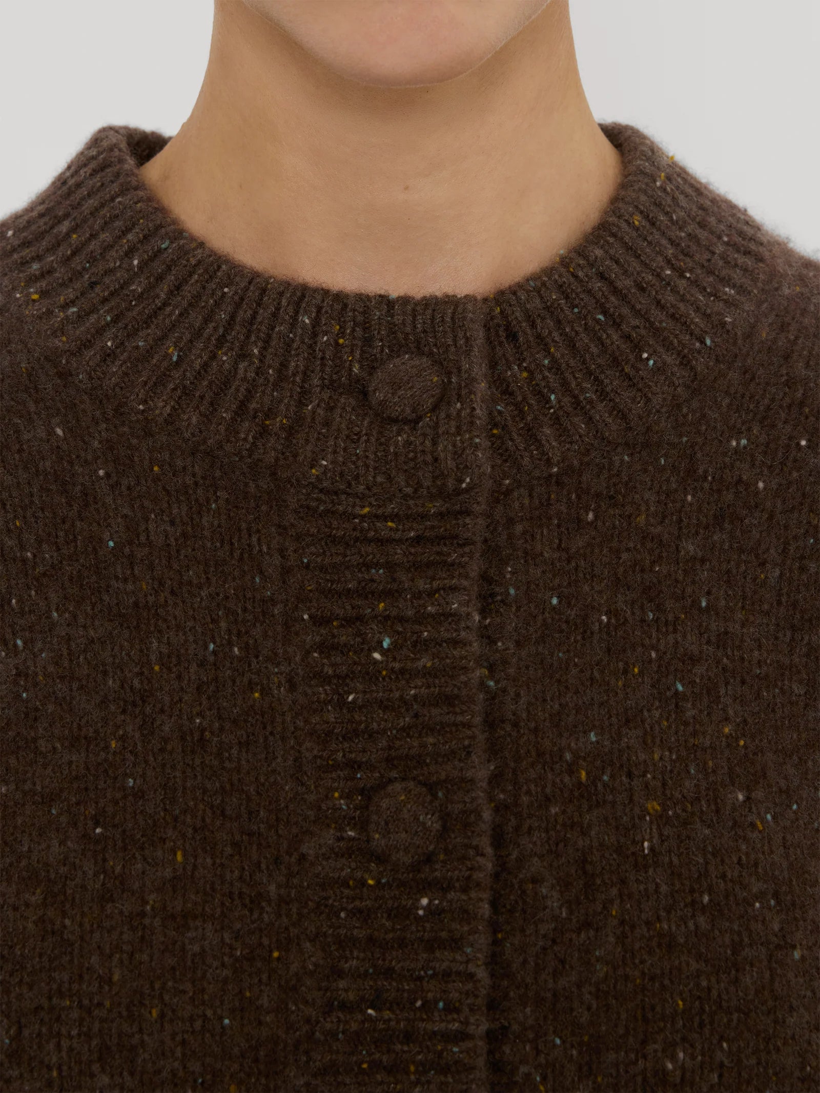 The Cashmere Fleck Cardi - Brown