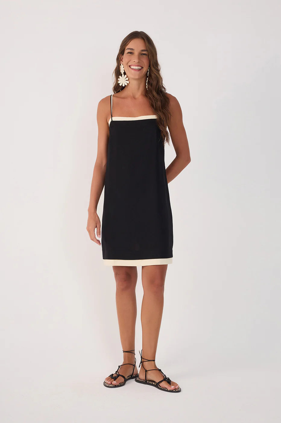 Square Neck Sleeveless Mini Dress - Black