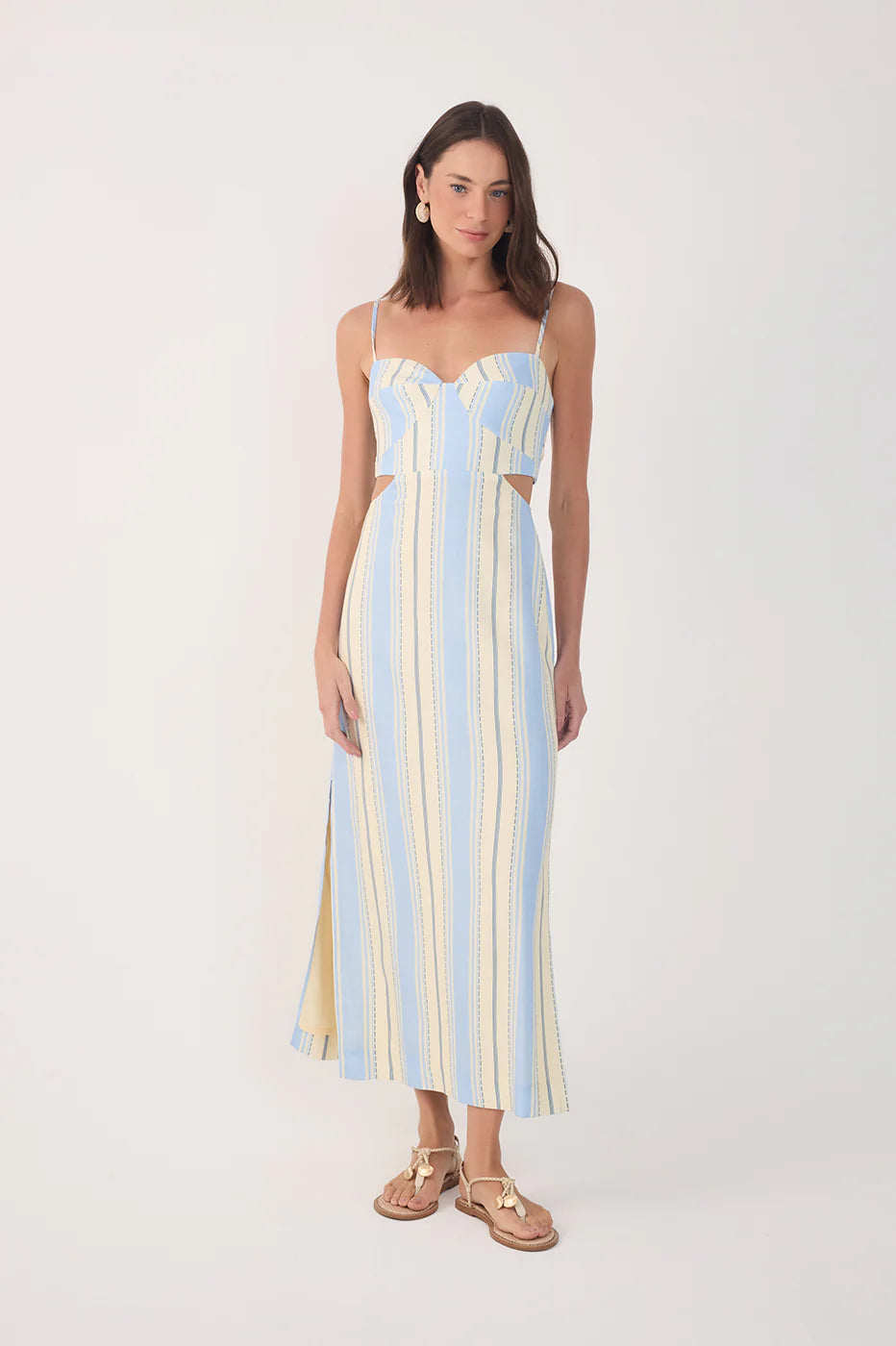 Relaxing Stripe Midi Dress - Blue
