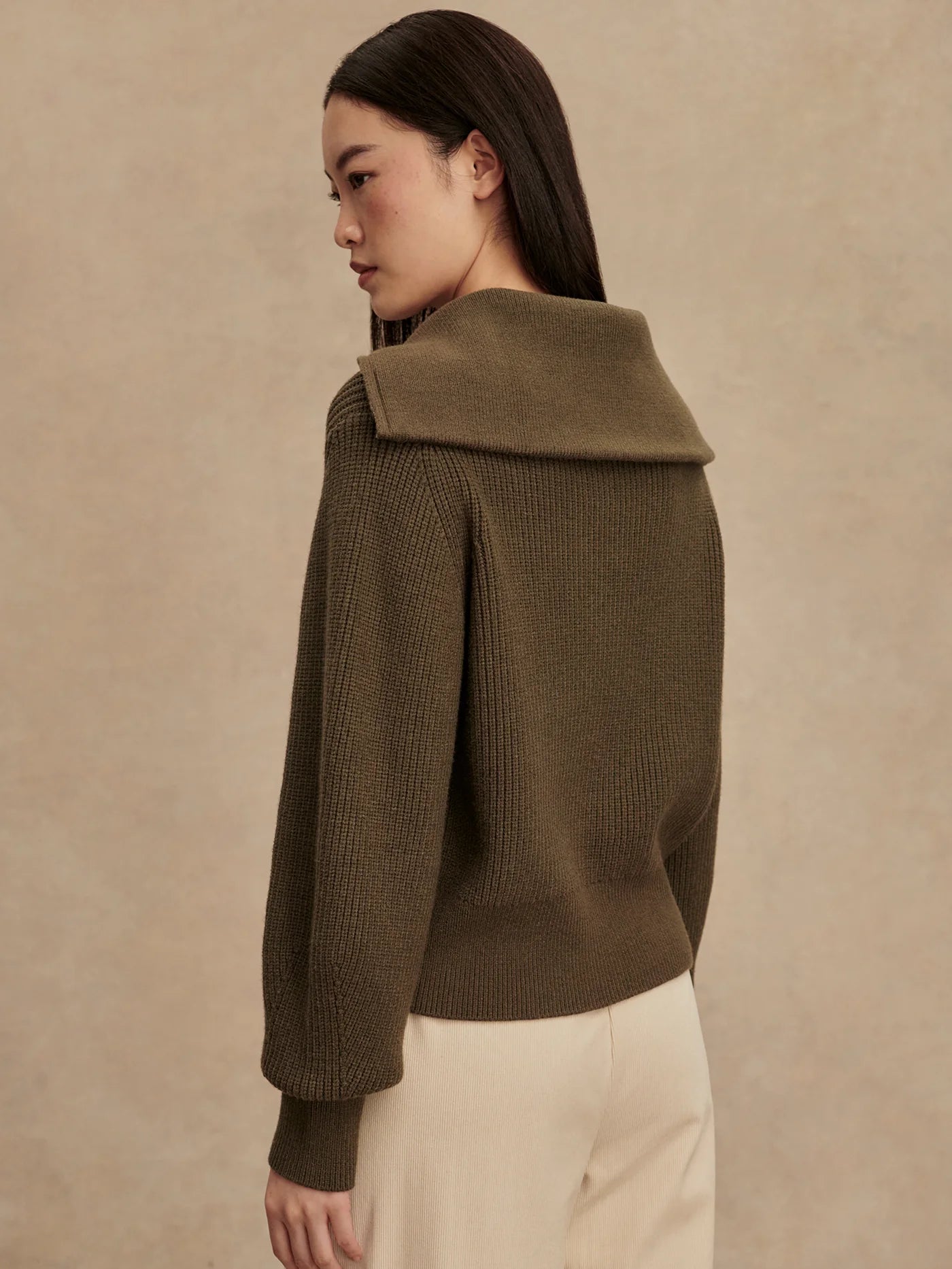 Maura Half-Zip Rib Knit - Olive Night