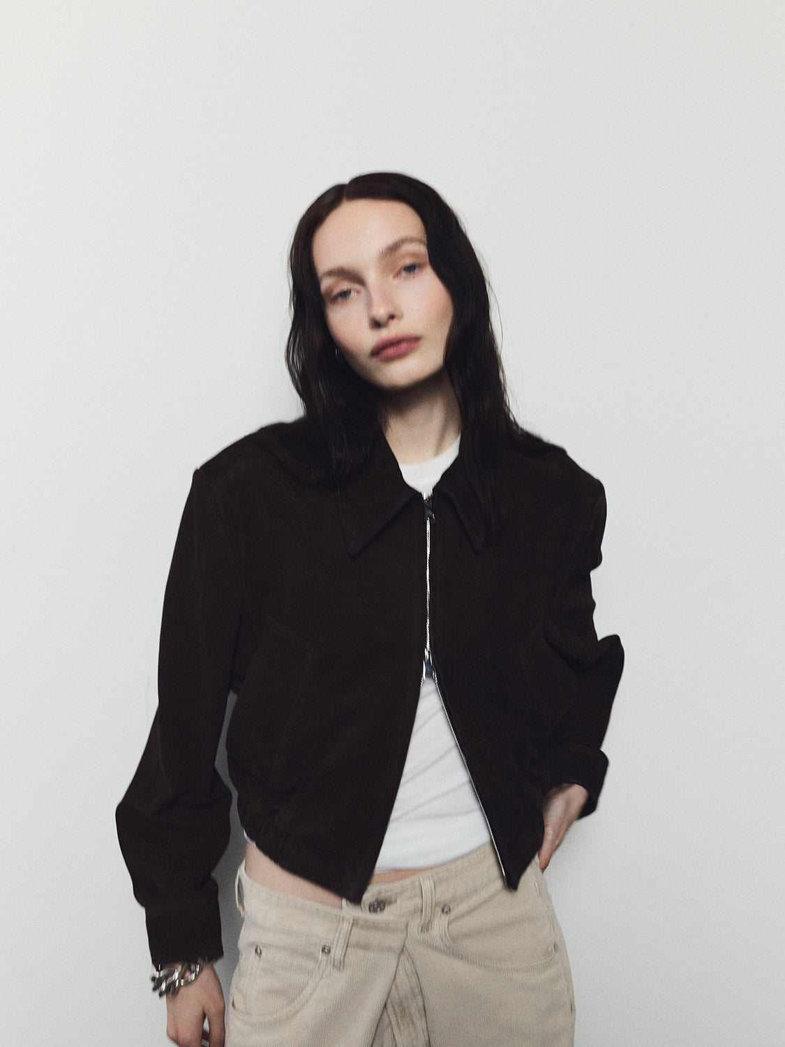 Nahla Cropped Suede Jacket - Root