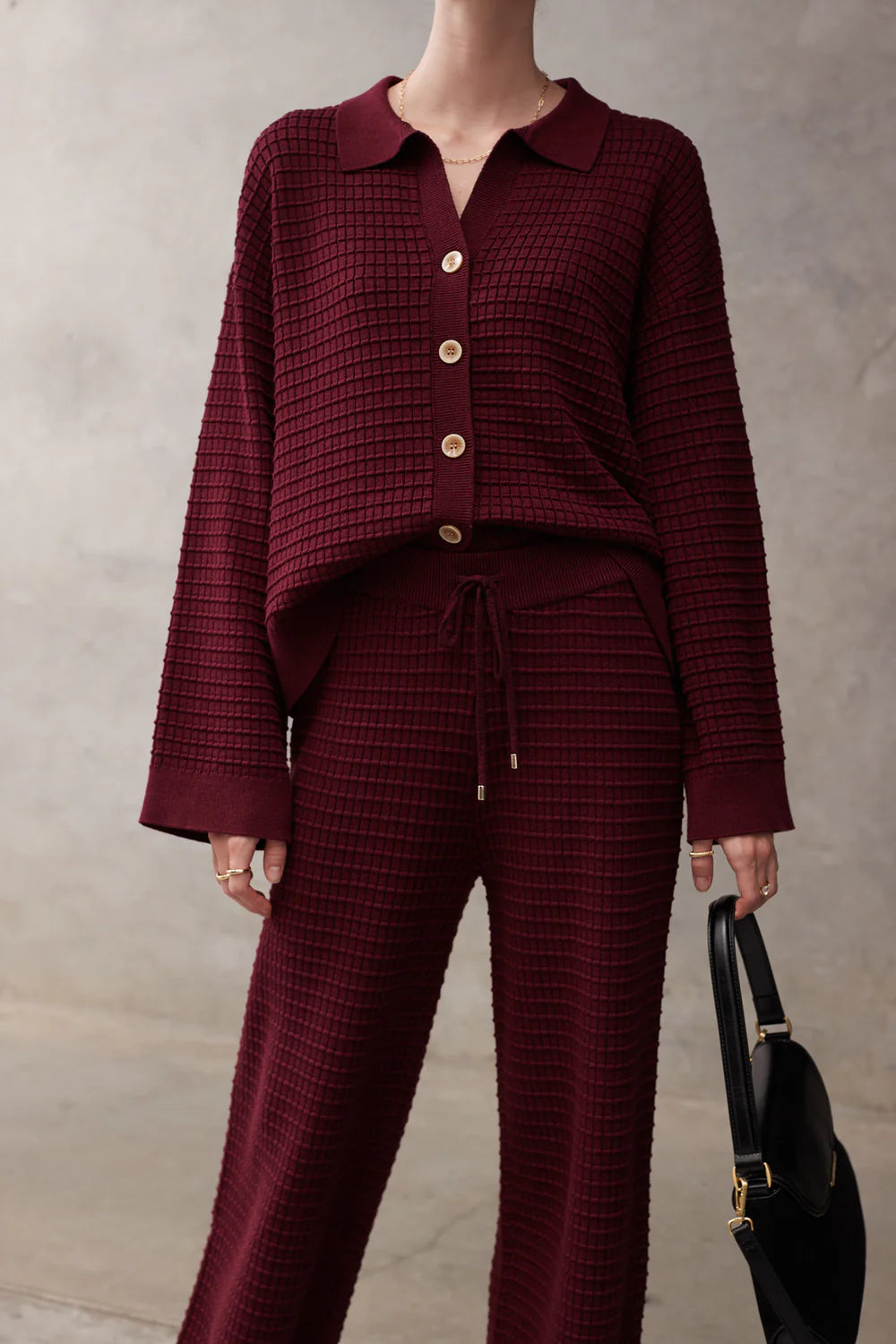 The Oriane Knit Shirt - Maroon