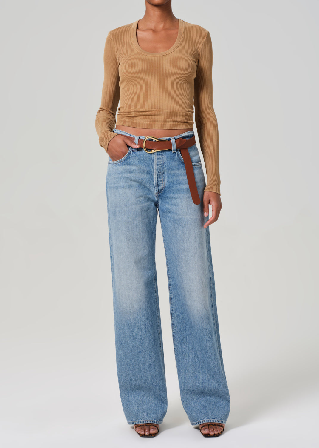 Medium indigo with fading and whiskering Denim