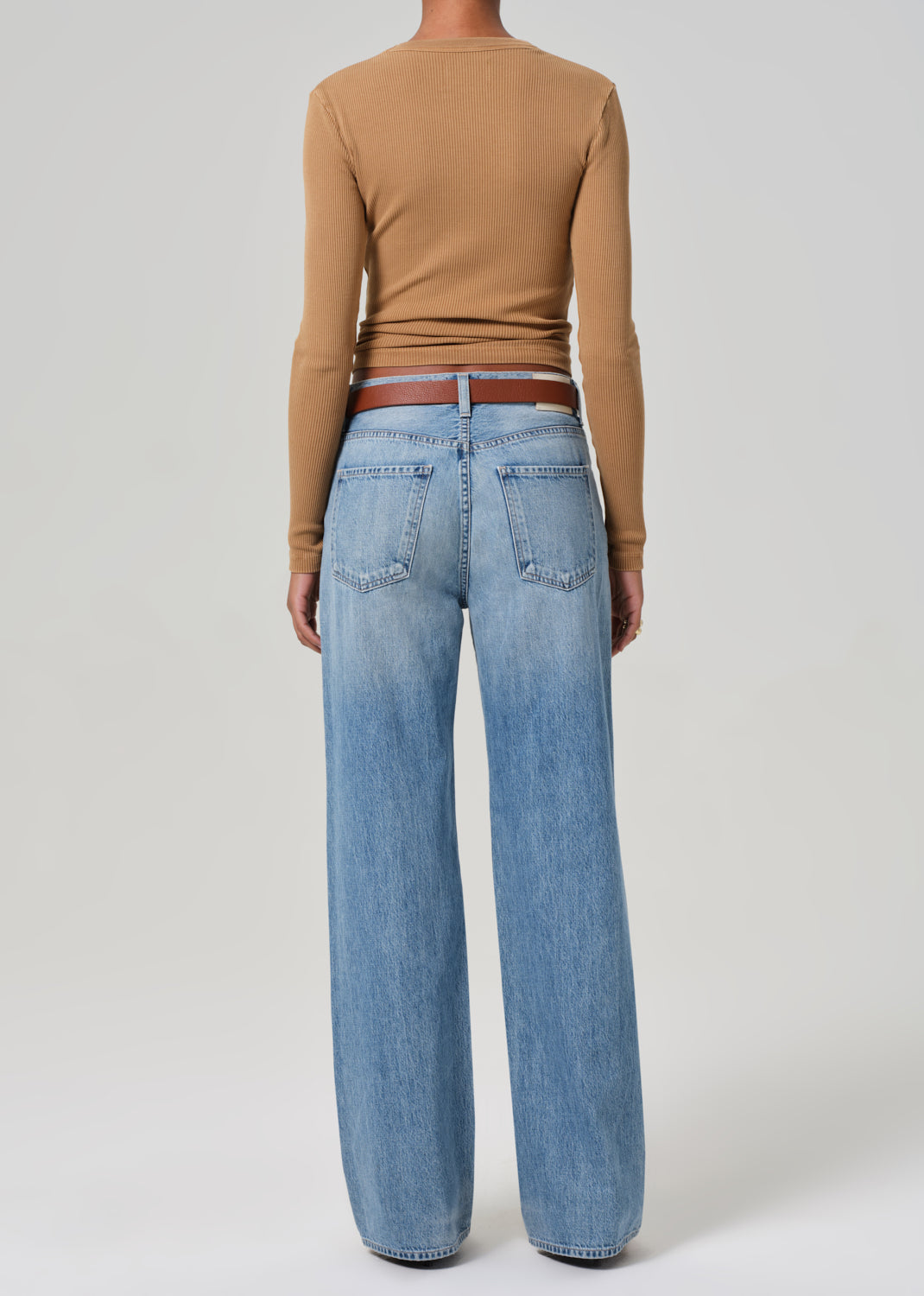 Medium indigo with fading and whiskering Denim