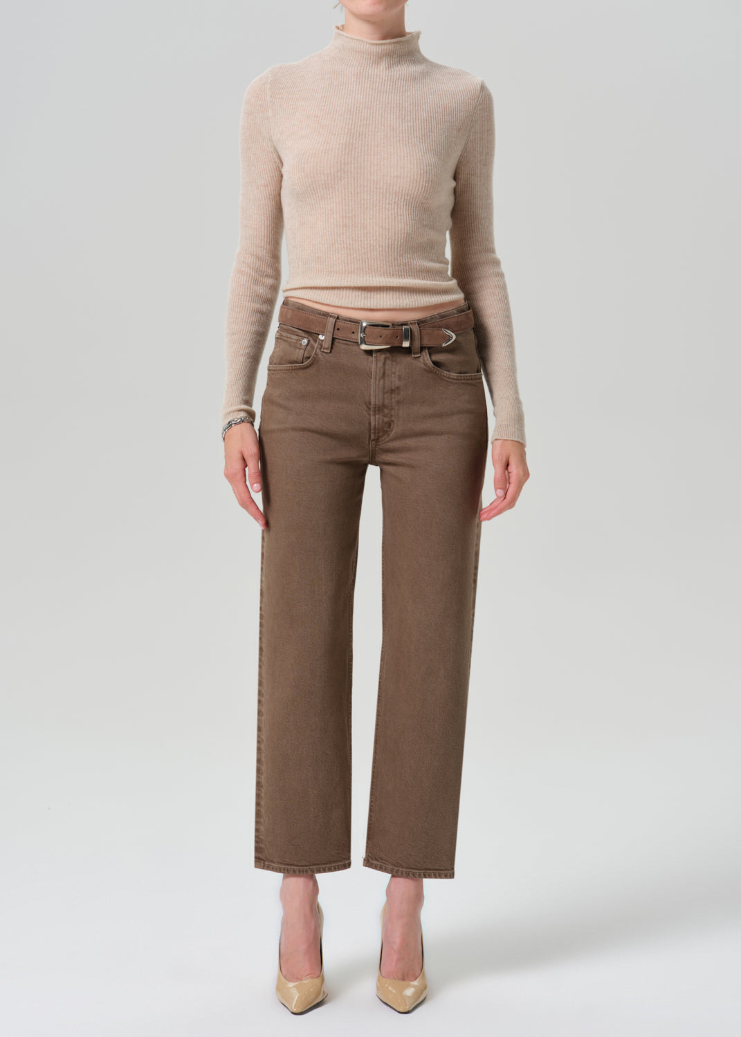 Citizens of Humanity Palma Straight Clean Hem in Cocoa - front view