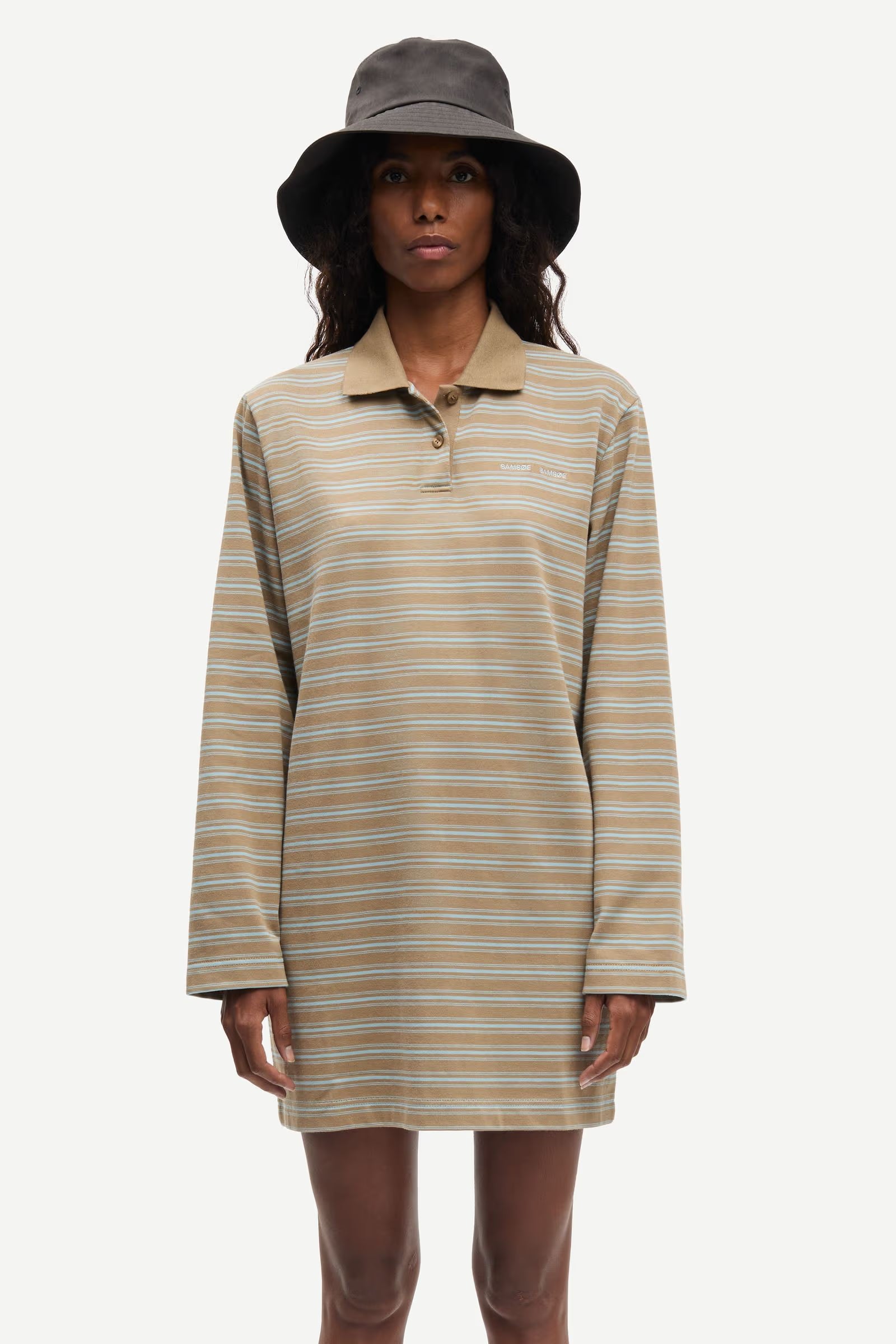 Sadover Long Sleeve Dress - Lead Stripe