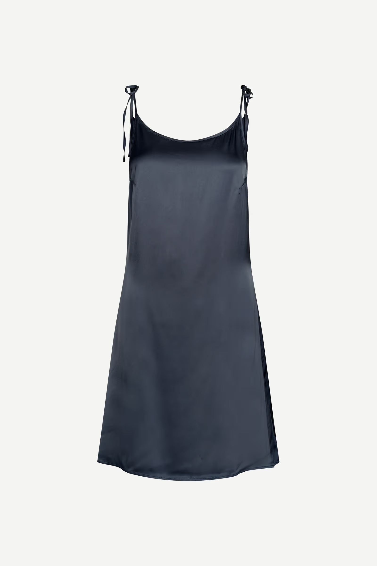 Samsøe Samsøe Sasinga short satin slip dress in Ombre Blue with tie straps and scoop neck.