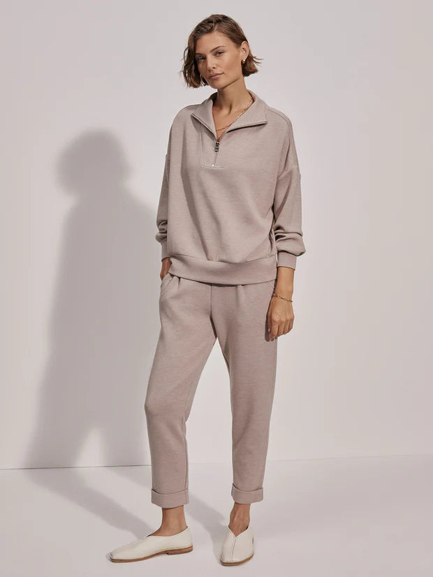 Hawley Half-Zip Sweat - Taupe Marl